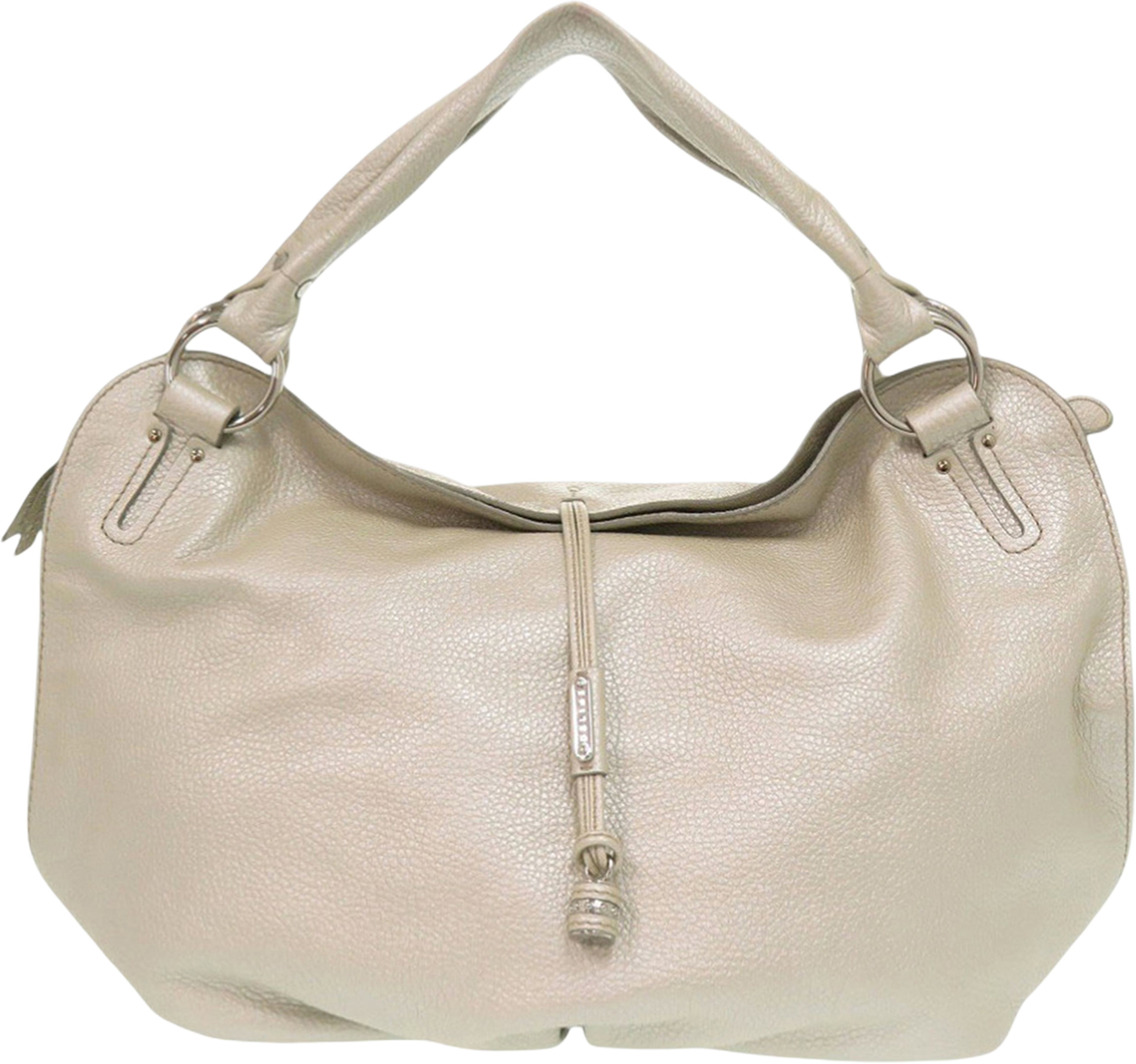 Celine Grained Metallic Calfskin Bittersweet Hobo, från Luxclusif, i färgen silver. Klicka för att öppna bilden i stort format