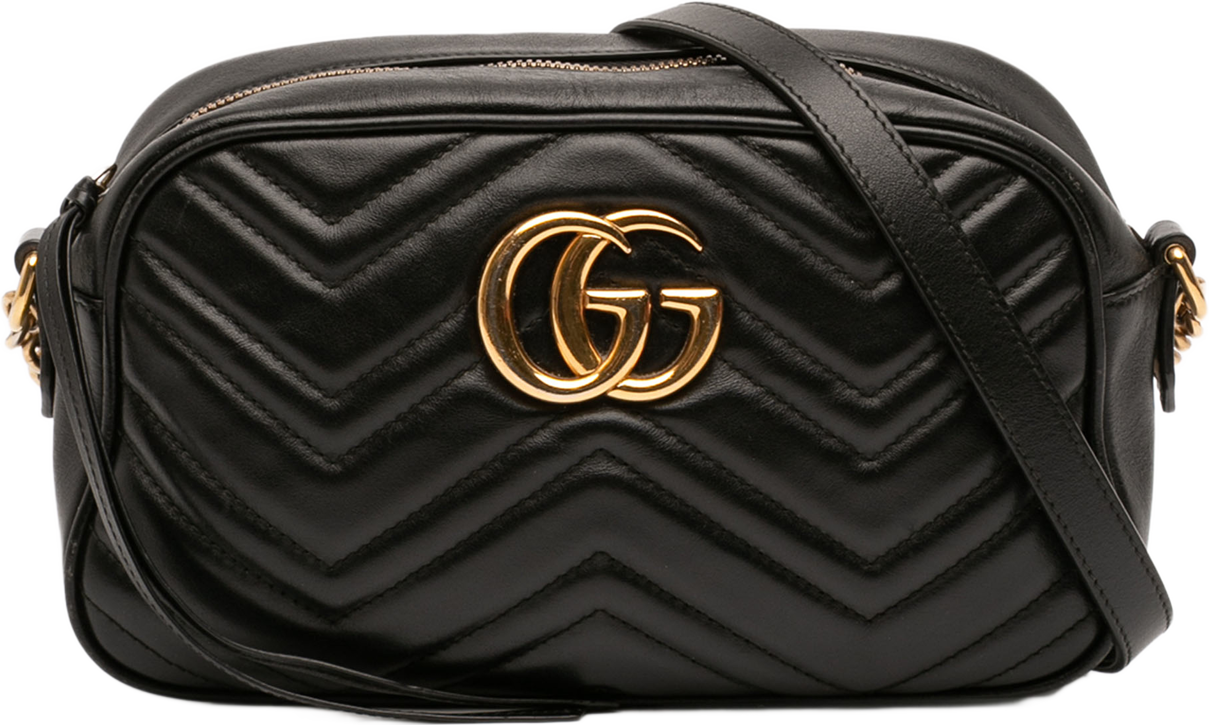 Gucci Small Gg Marmont Matelasse Leather Crossbody, från Luxclusif, i färgen black. Klicka för att öppna bilden i stort format