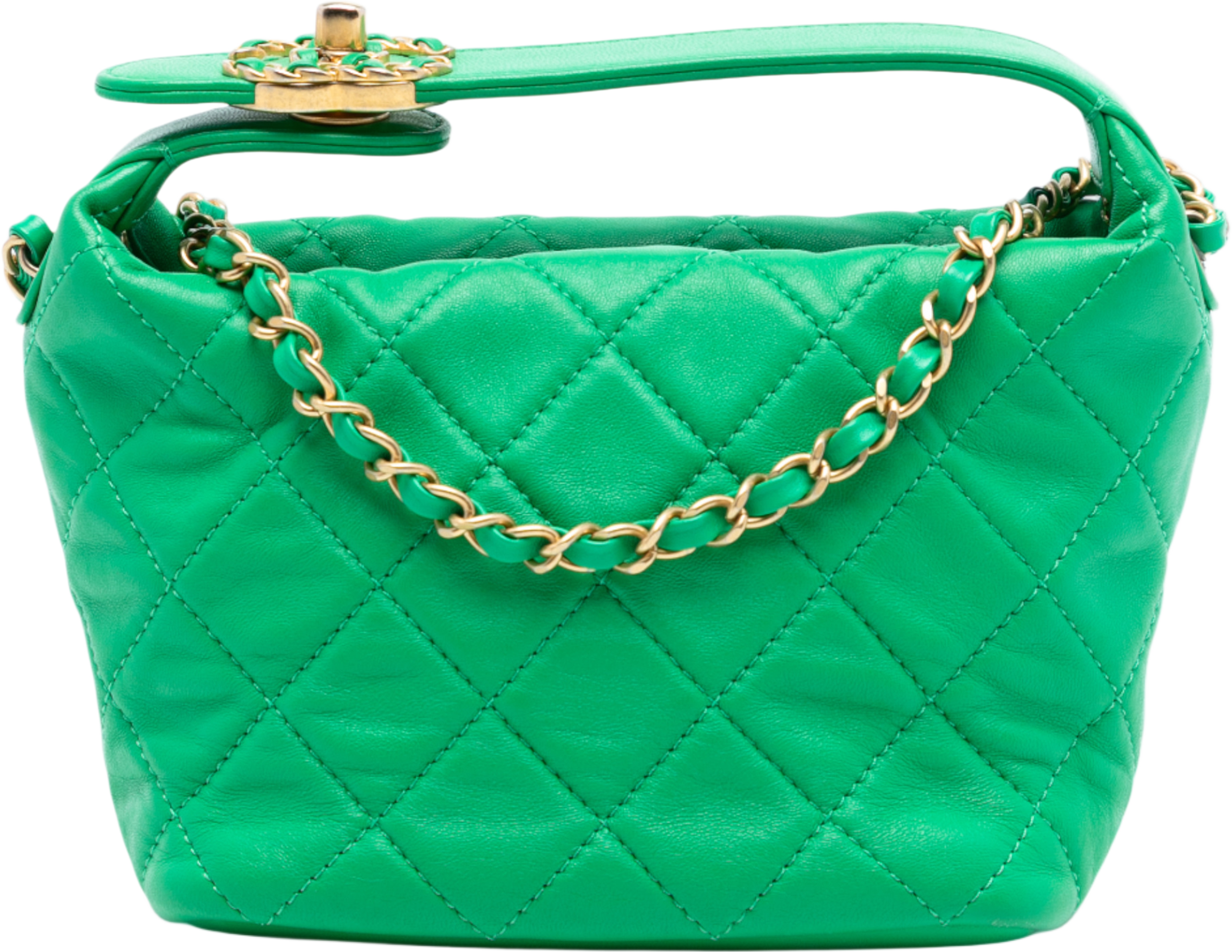Chanel Small Quilted Lambskin Perfect Meeting Hobo, från Luxclusif, i färgen green. Klicka för att öppna bilden i stort format