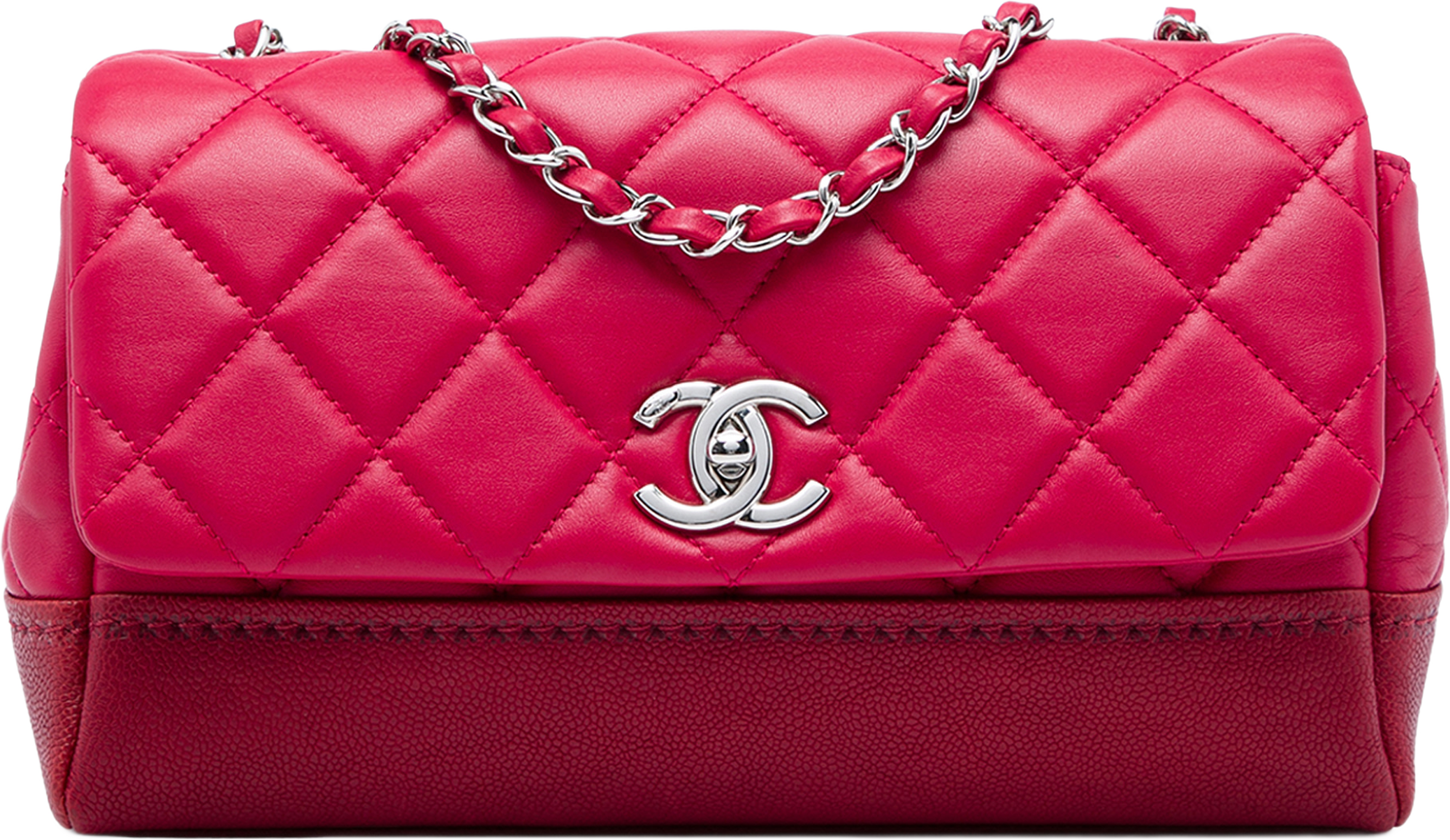 Chanel Medium Quilted Lambskin And Caviar Bi Coco Flap, från Luxclusif, i färgen röd. Klicka för att öppna bilden i stort format
