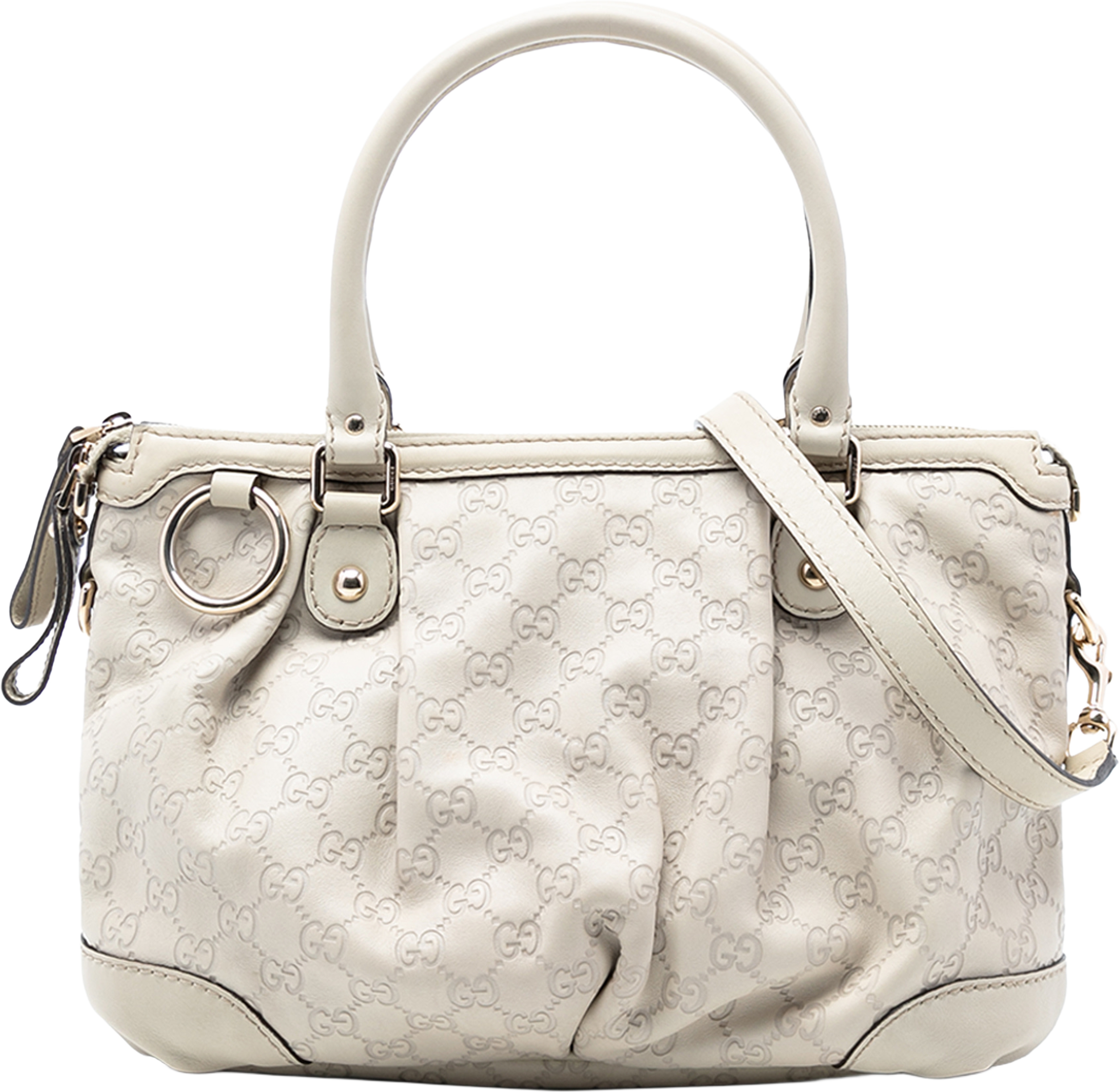 Gucci Guccissima Sukey Satchel, från Luxclusif, i färgen white. Klicka för att öppna bilden i stort format