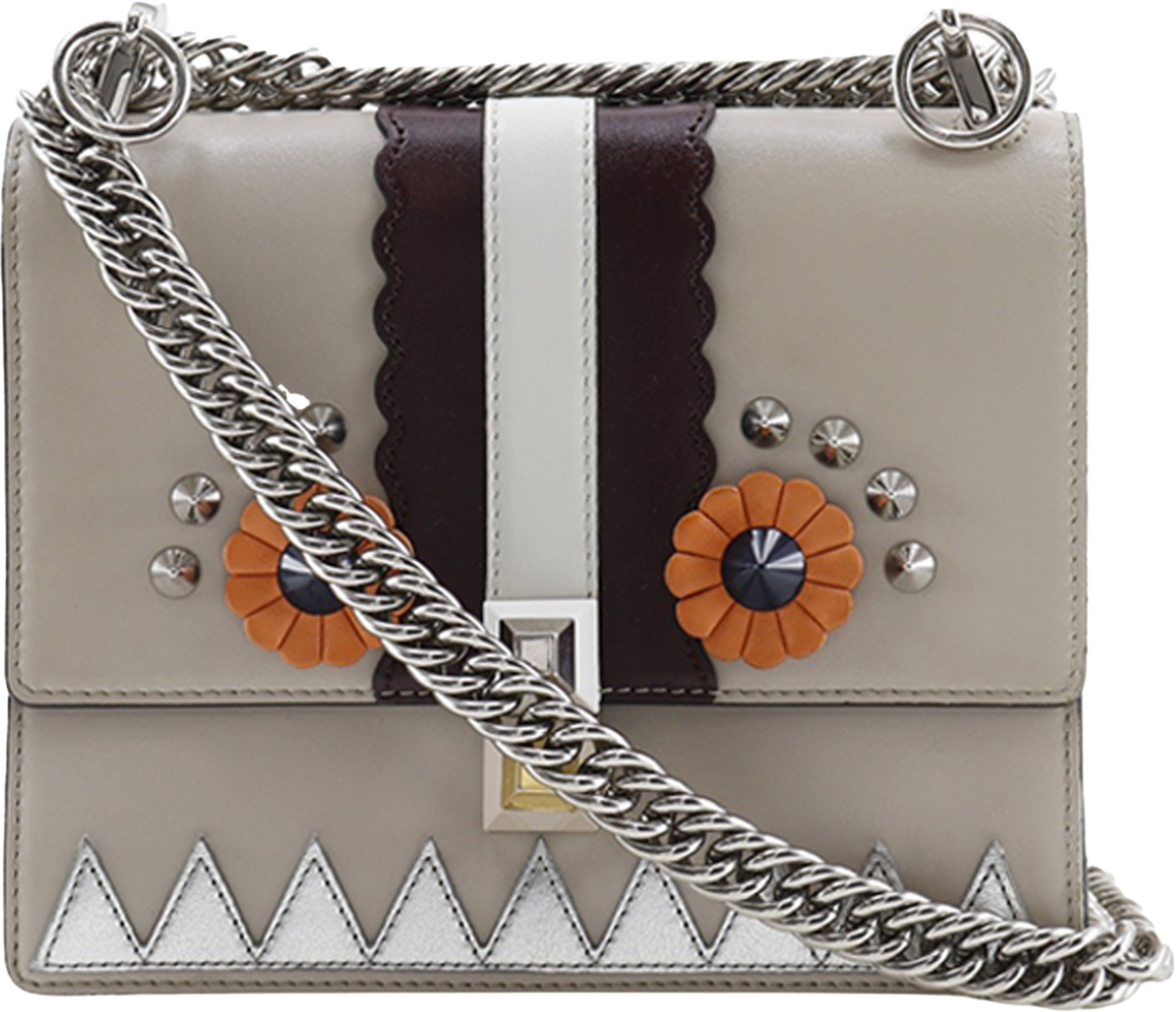 Fendi Vitello Liberty Lucido Catalan Small Mirror Hypnoteyes Studded Kan I Crossbody, från Luxclusif, i färgen beige. Klicka för att öppna bilden i stort format