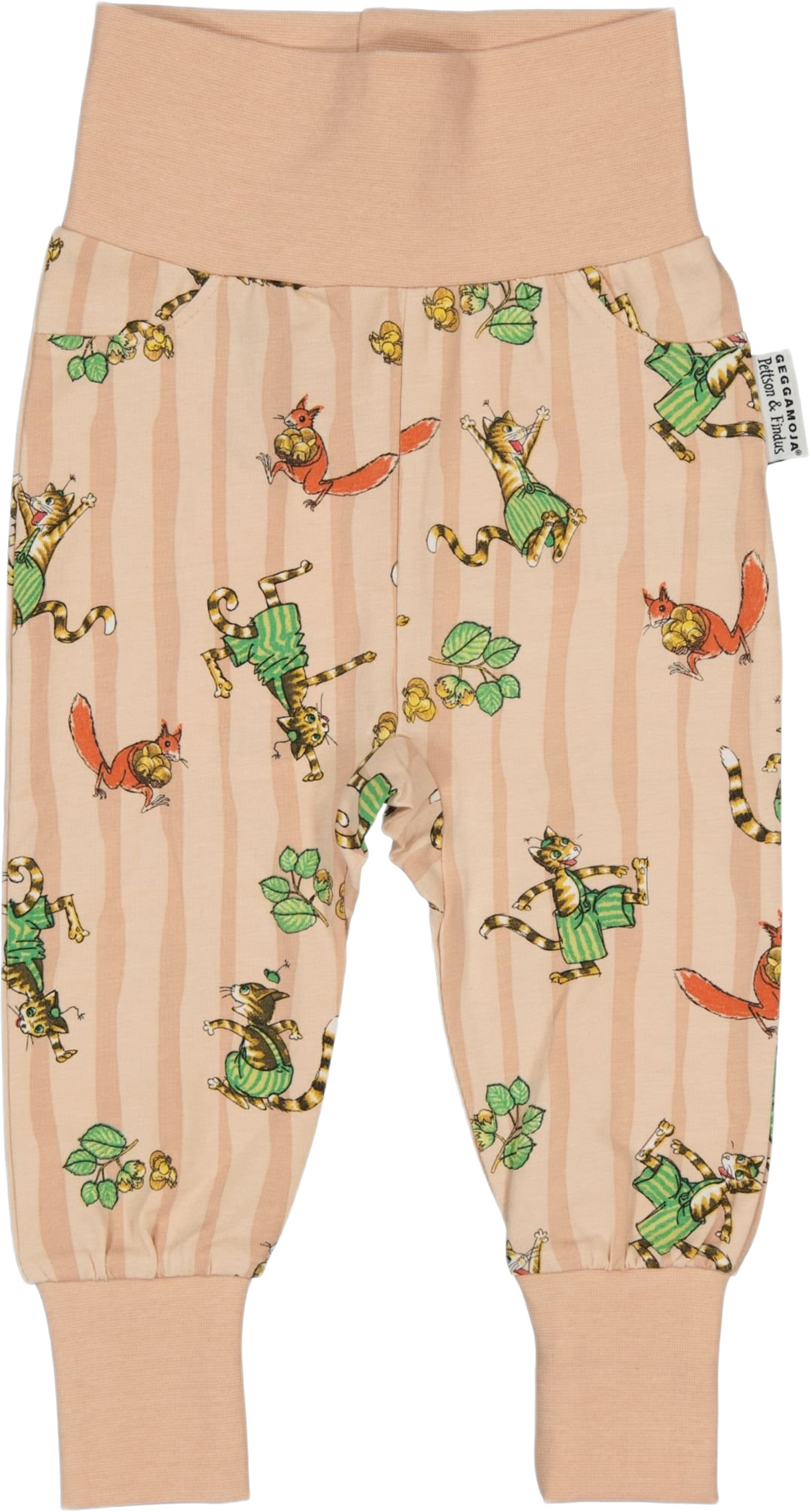 Babybyxor Pettson Och Findus Grön, från Geggamoja, i färgen pink stripe. Klicka för att öppna bilden i stort format
