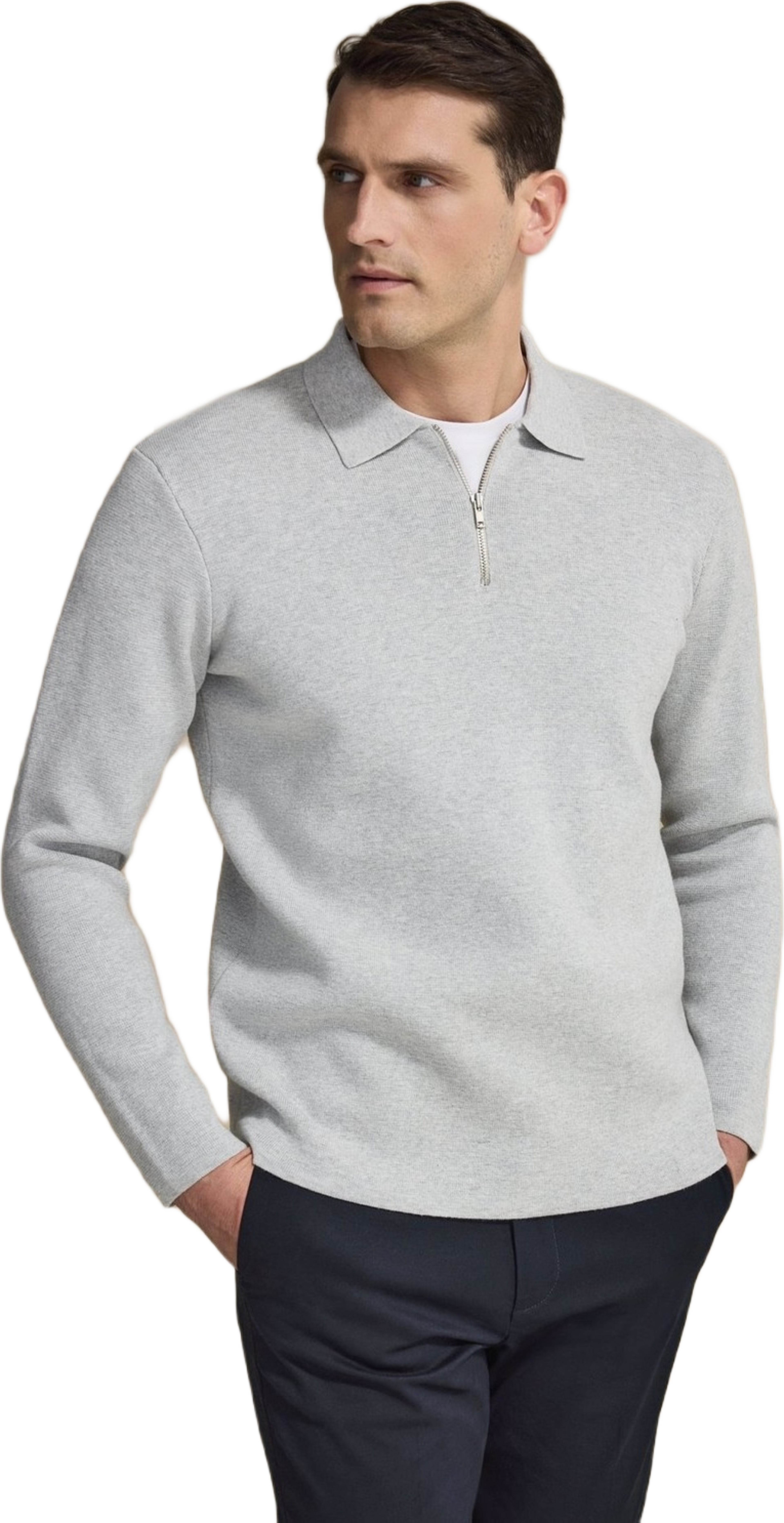 Cotton Plain Knitted Ls Half Zip (ilario)