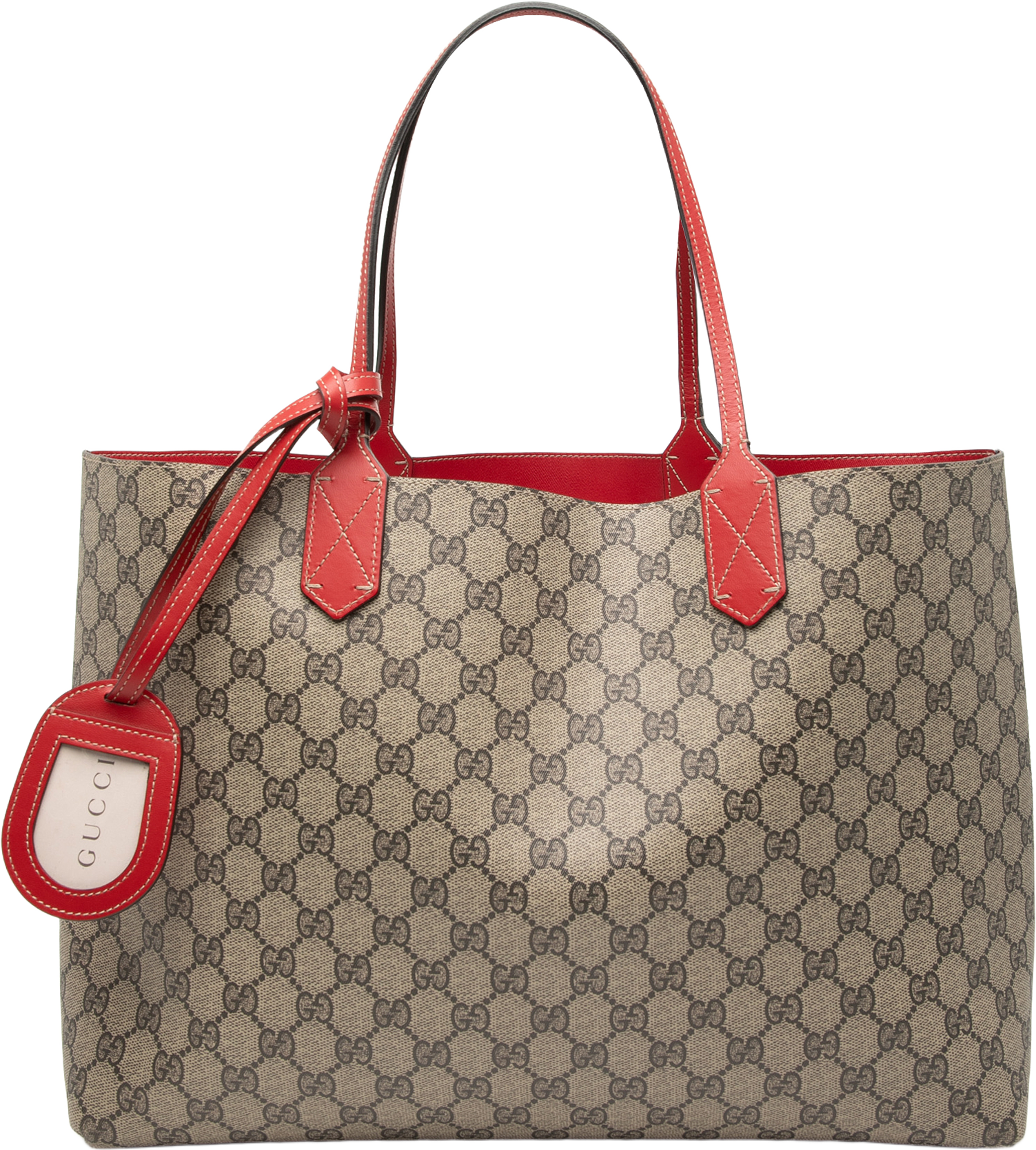 Gucci Medium Gg Supreme Reversible Tote, från Luxclusif, i färgen beige. Klicka för att öppna bilden i stort format