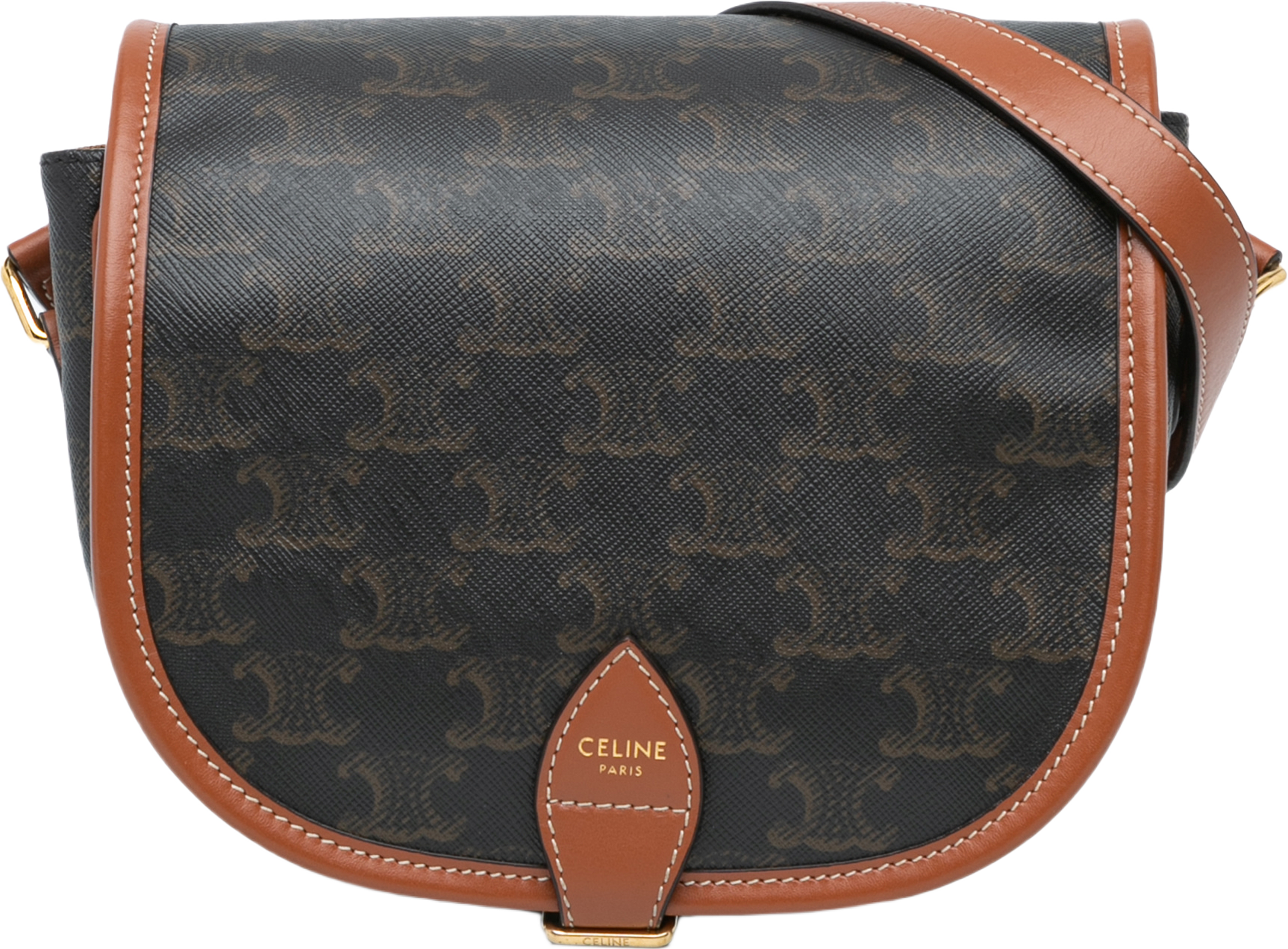 Celine Medium Triomphe Coated Canvas Folco Crossbody