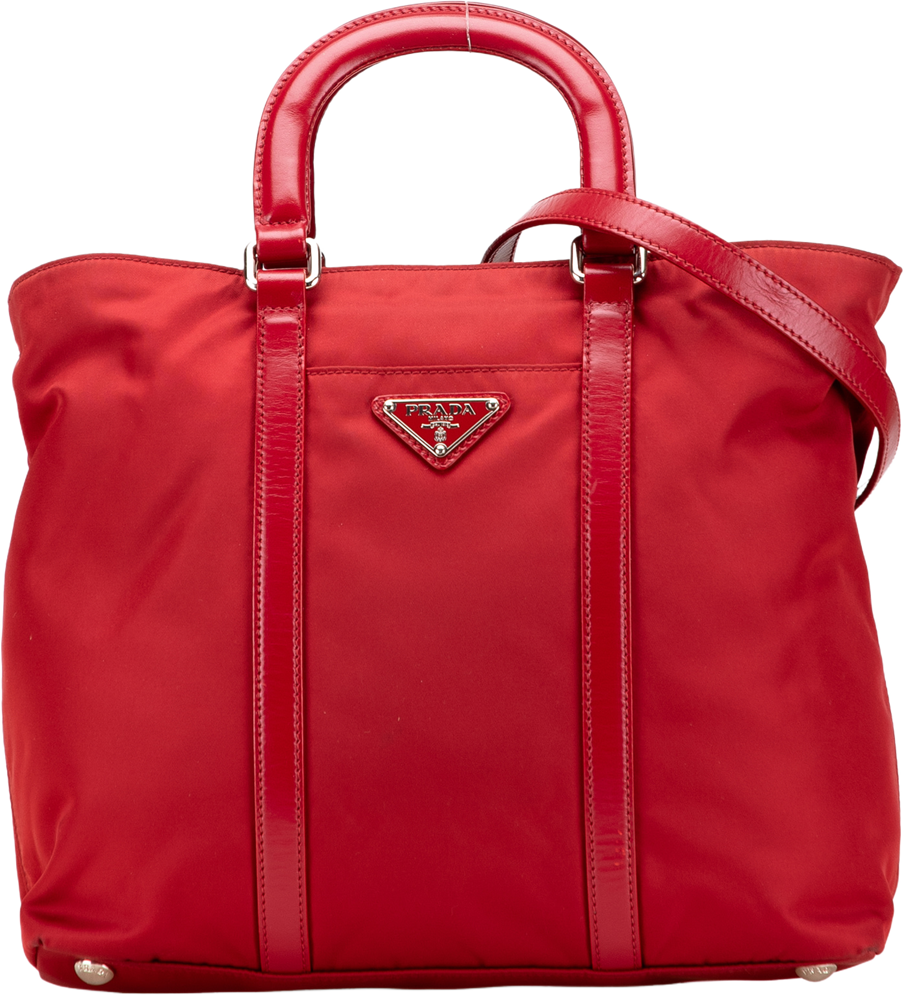 Prada Tessuto Satchel, från Luxclusif, i färgen red. Klicka för att öppna bilden i stort format