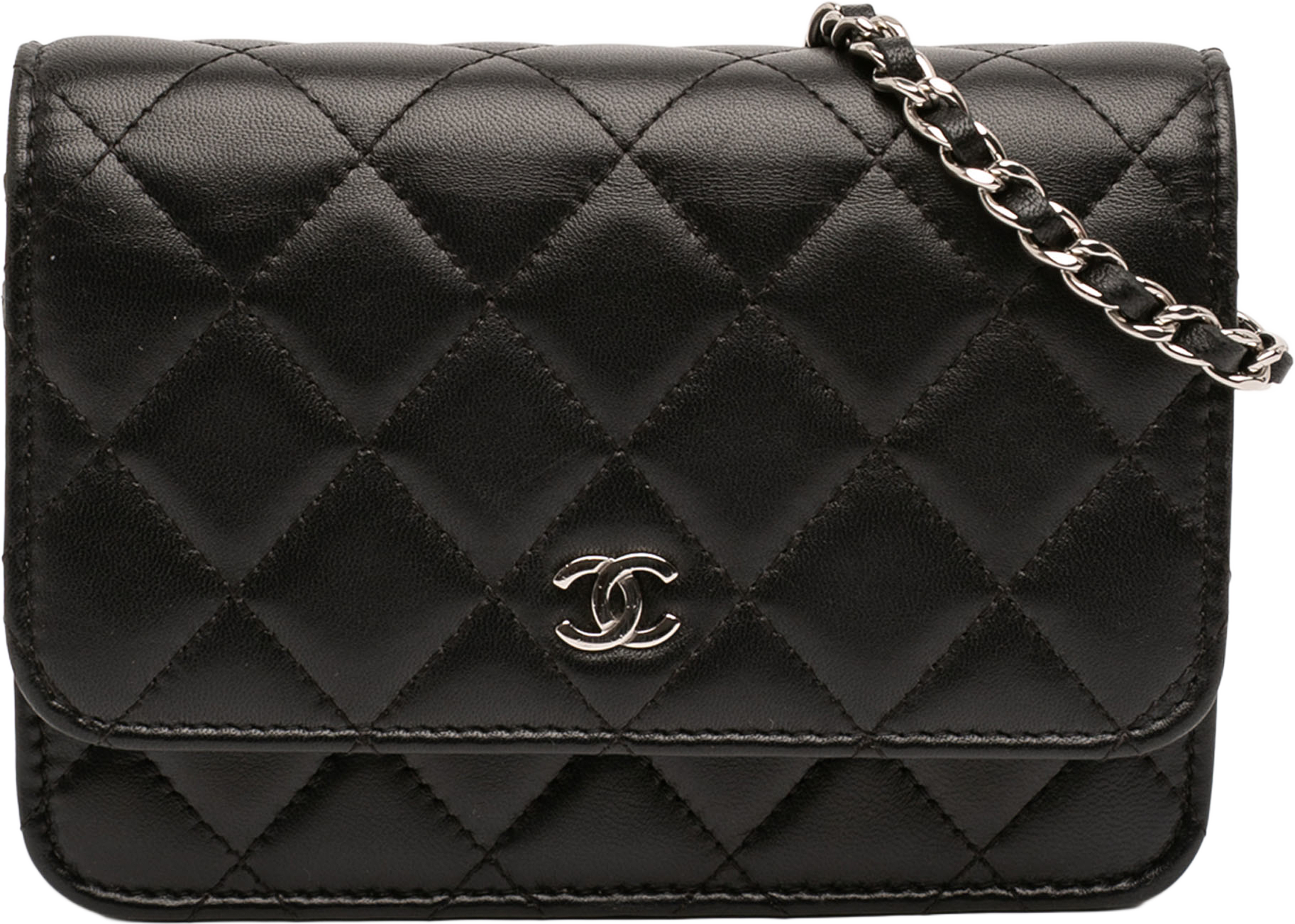 Chanel Mini Cc Lambskin Wallet On Chain, från Luxclusif, i färgen black. Klicka för att öppna bilden i stort format
