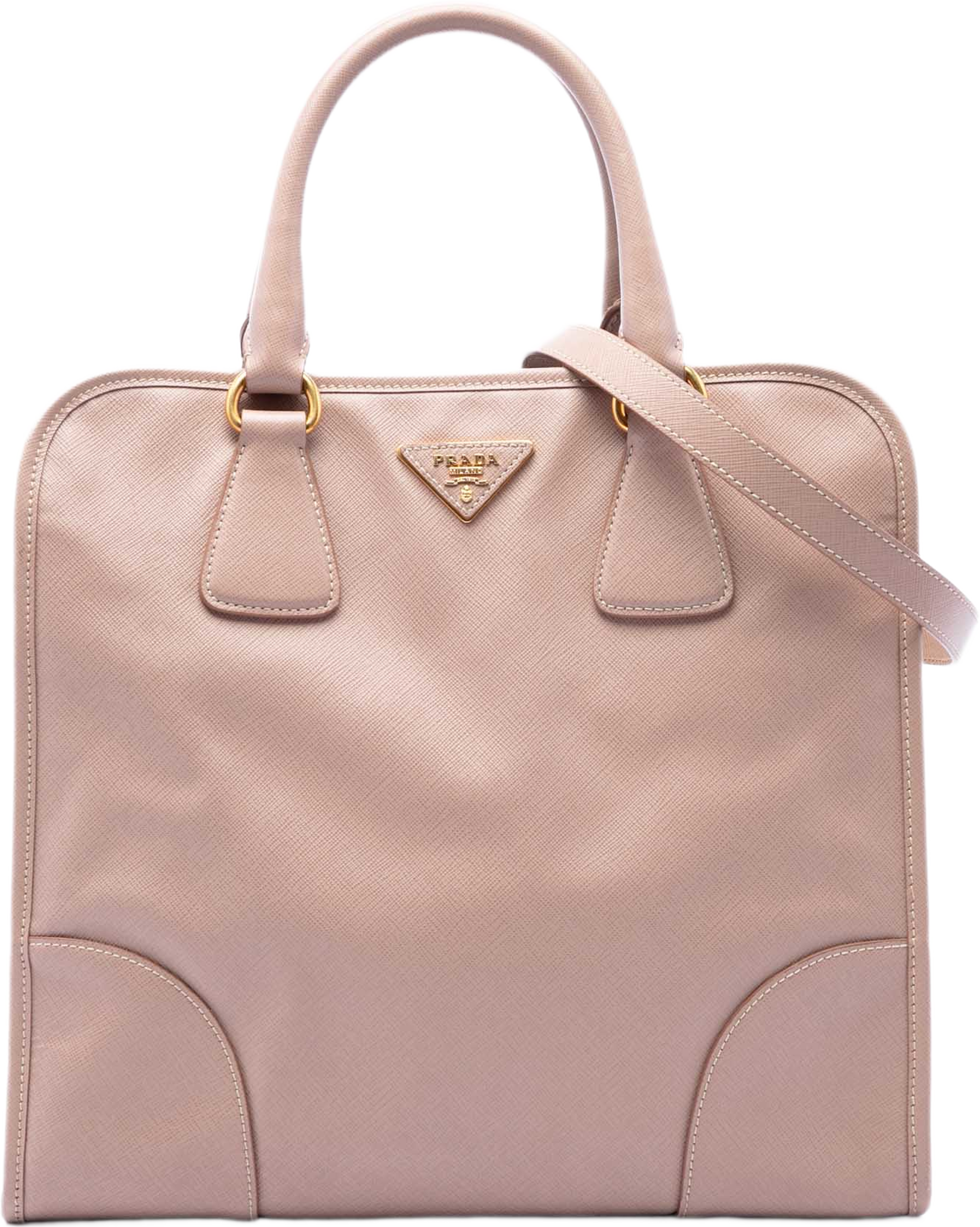 Prada Saffiano Lux Shopping Tote, från Luxclusif, i färgen rosa. Klicka för att öppna bilden i stort format