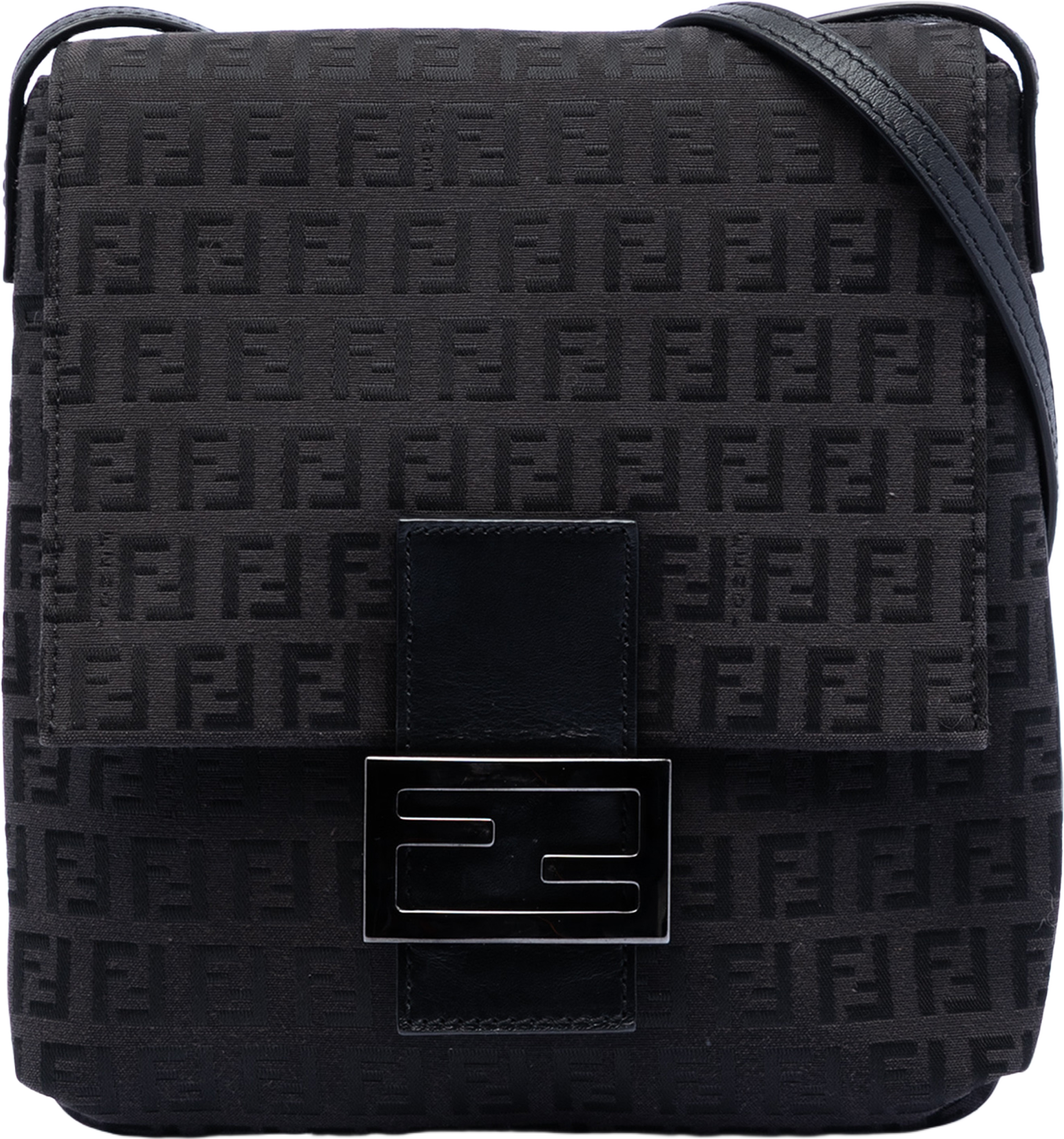 Fendi Zucchino Canvas Crossbody, från Luxclusif, i färgen black. Klicka för att öppna bilden i stort format