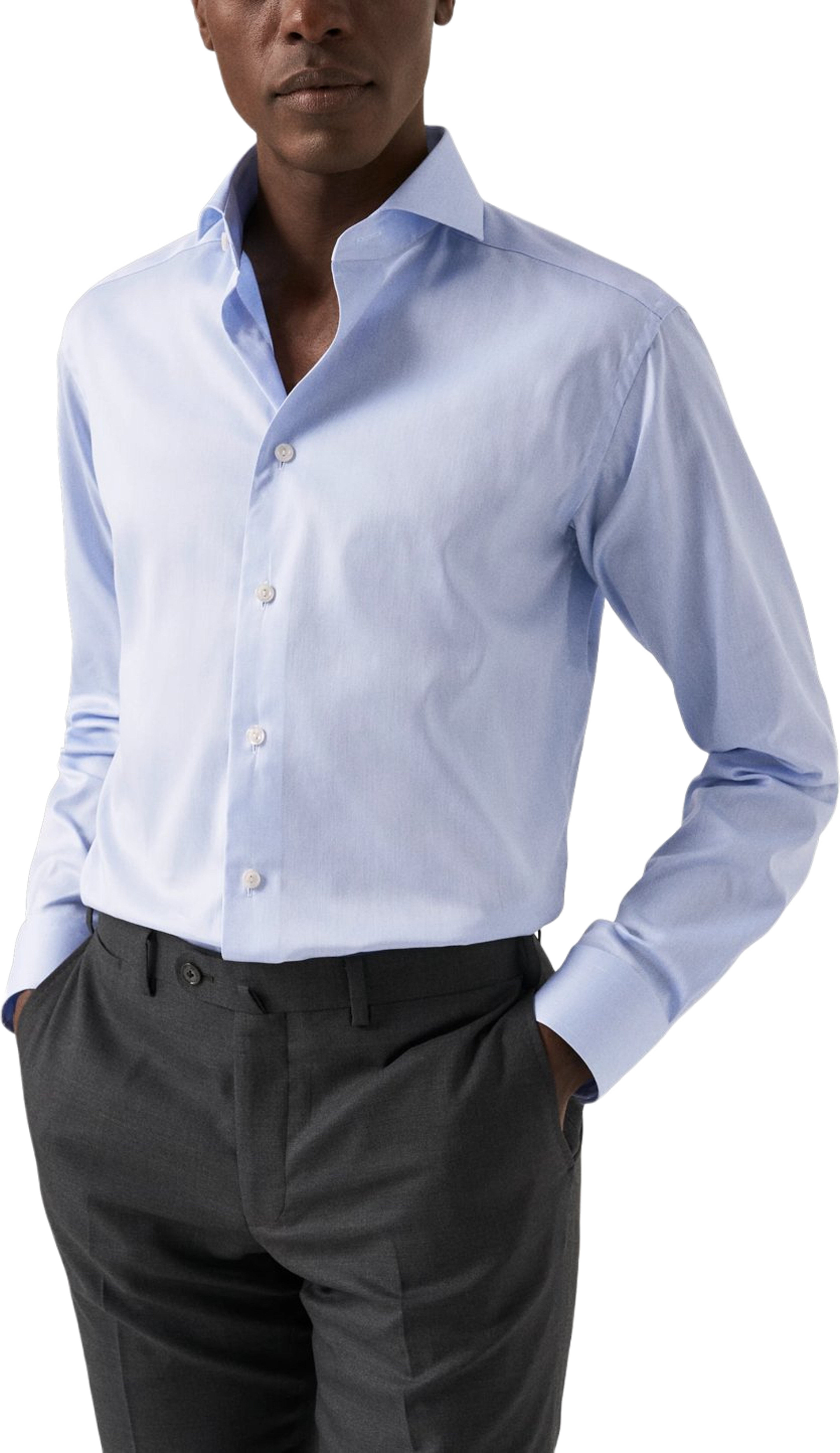 Signature Twill-skjorta Slim Fit, Extreme Cut Away-krage