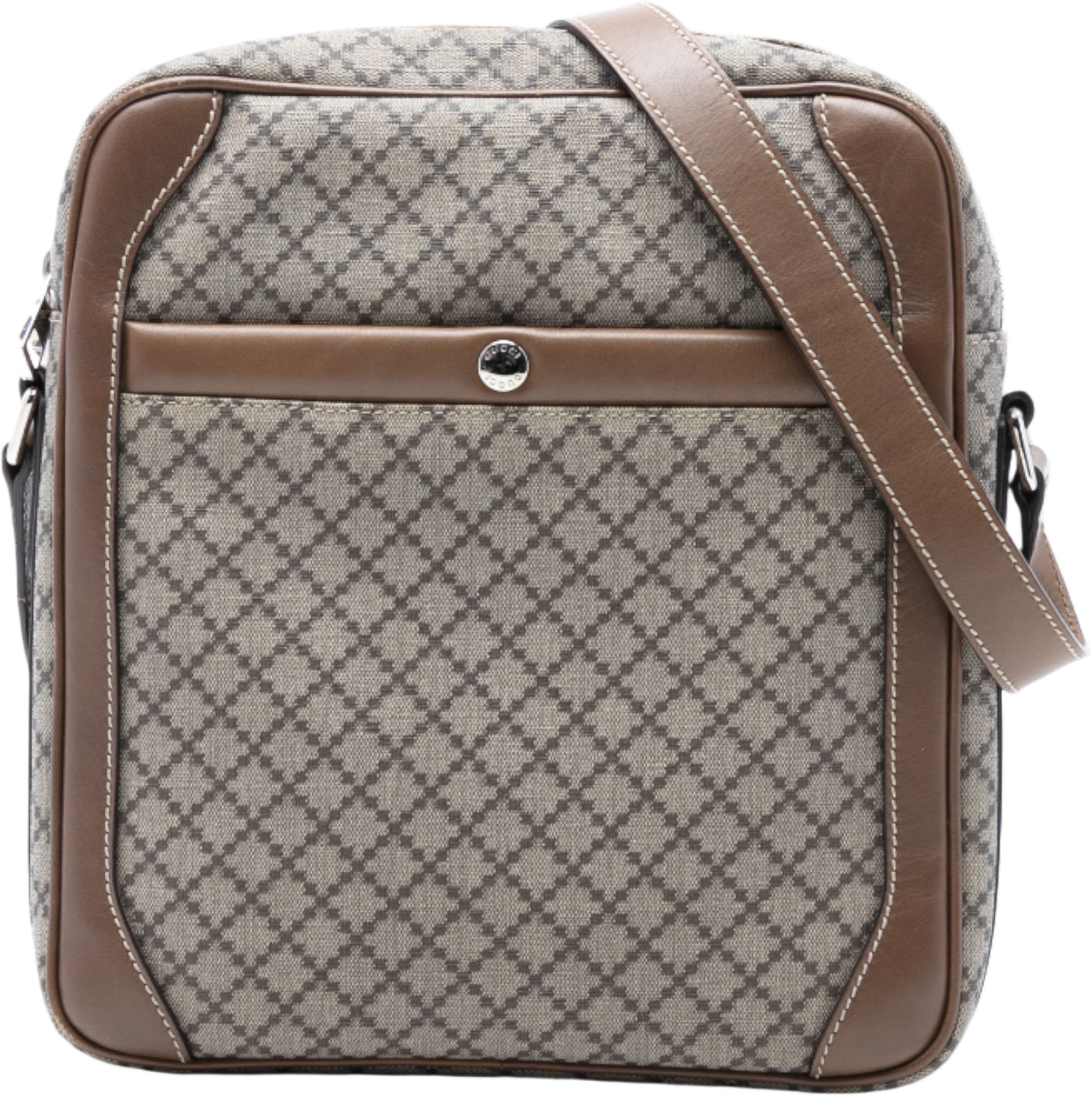 Gucci Diamante Coated Canvas Zip Crossbody, från Luxclusif, i färgen beige. Klicka för att öppna bilden i stort format
