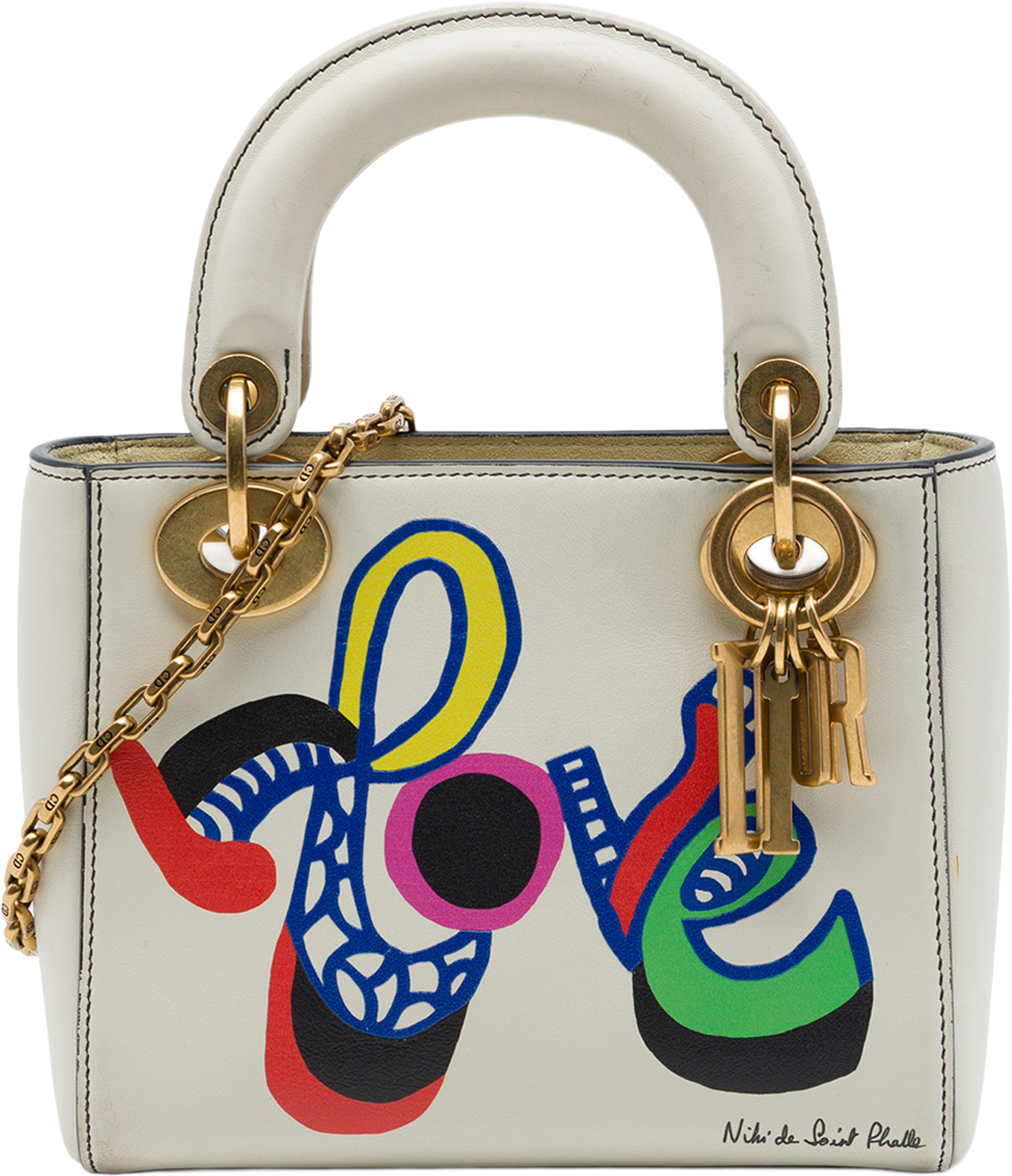Dior Dioramour Niki De Saint Phalle Mini Calfskin Love Lady Dior, från Luxclusif, i färgen vit. Klicka för att öppna bilden i stort format
