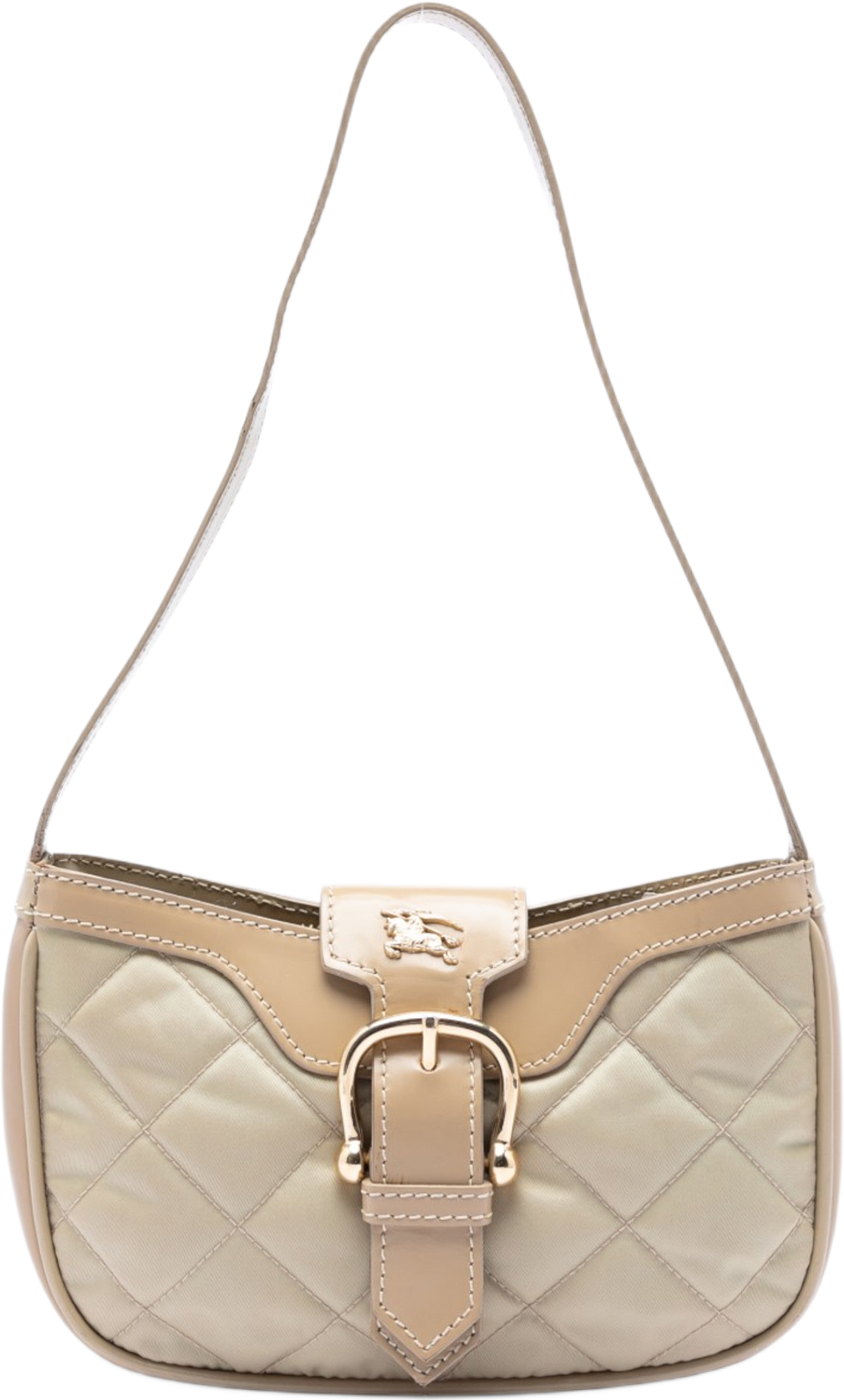 Burberry Quilted Nylon And Leather Sophie Shoulder Bag, från Luxclusif, i färgen light beige. Klicka för att öppna bilden i stort format