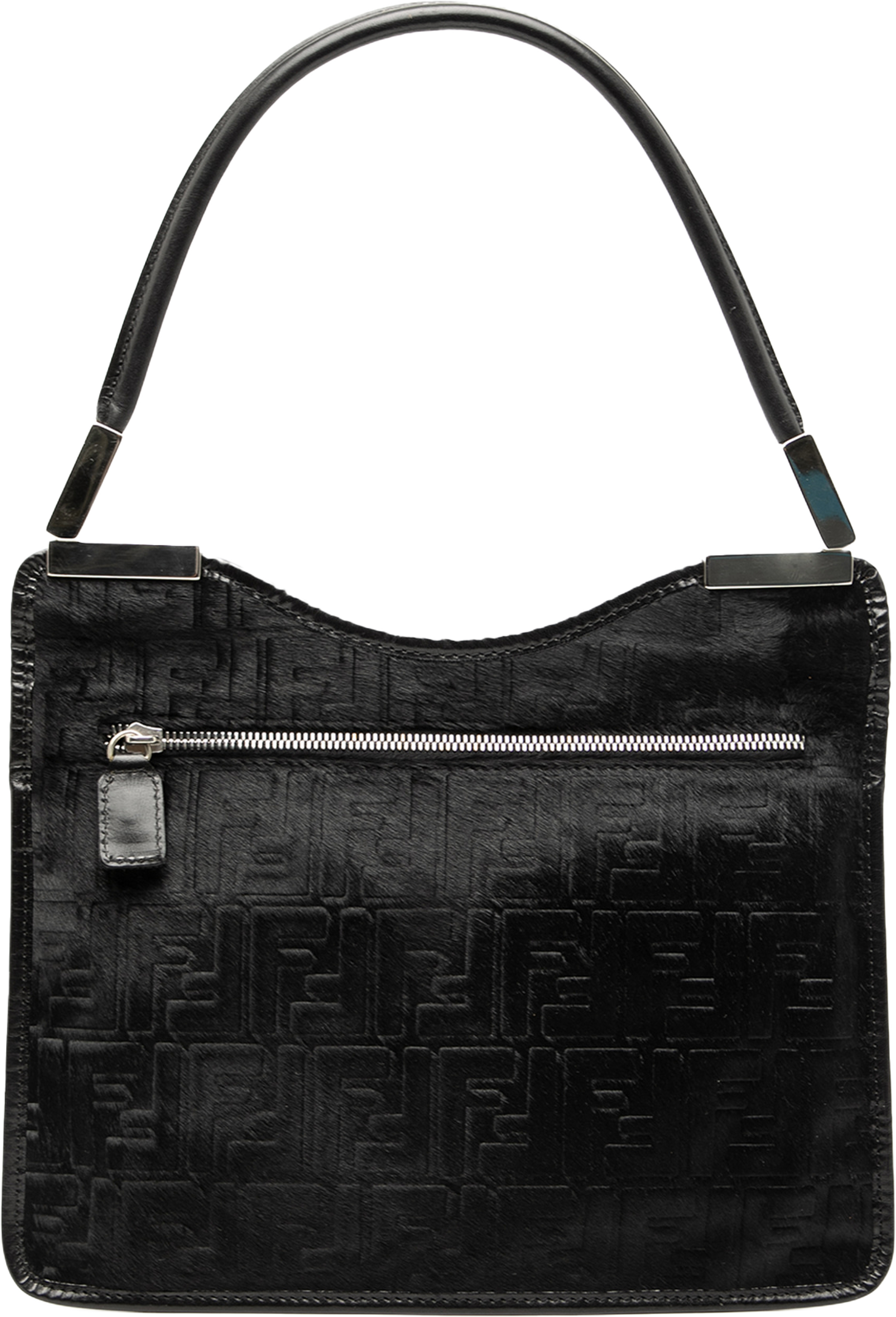 Fendi Zucca Pony Hair Shoulder Bag, från Luxclusif, i färgen black. Klicka för att öppna bilden i stort format