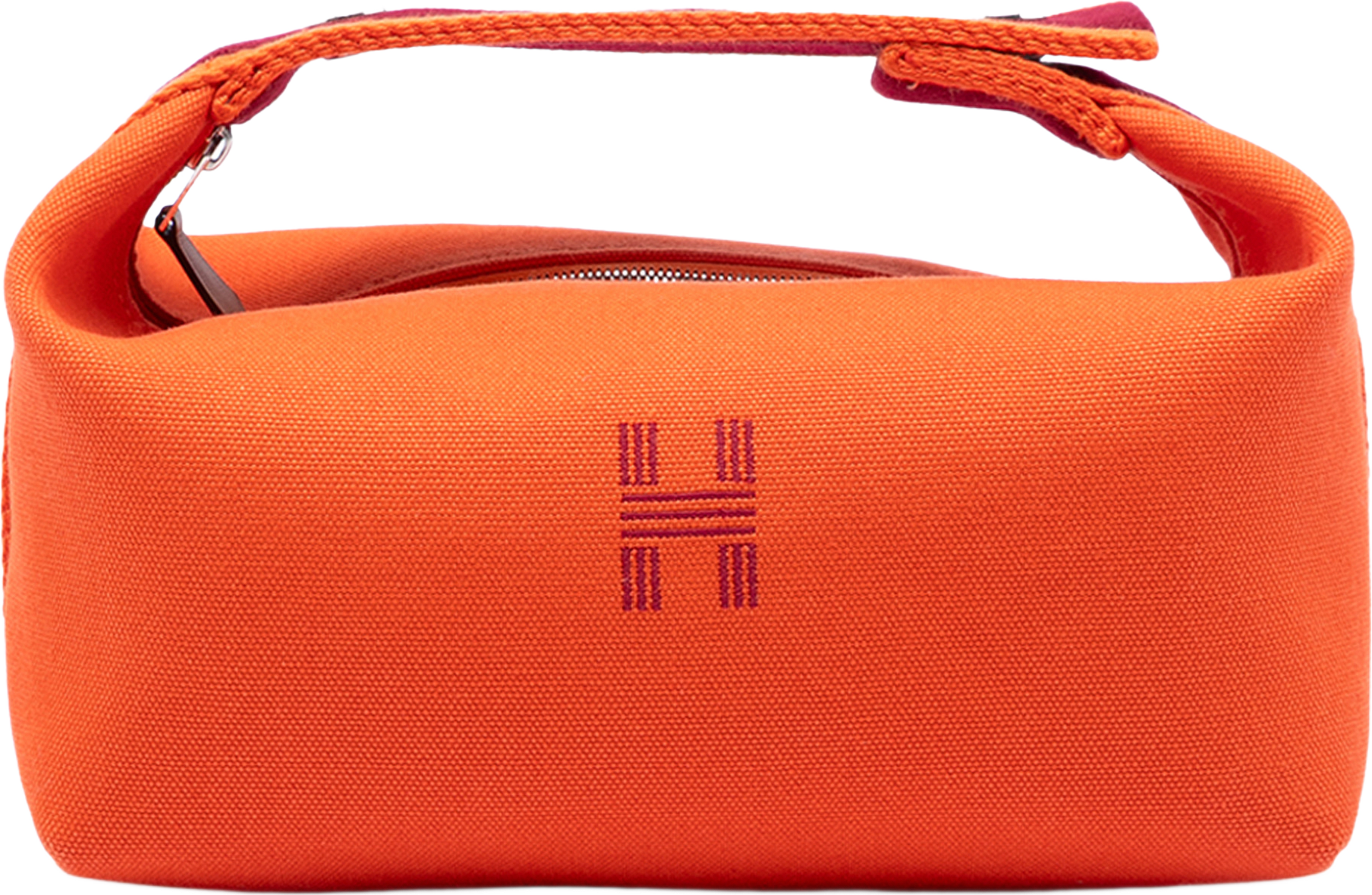 Hermès Small Toile Bride A Brac Case, från Luxclusif, i färgen orange. Klicka för att öppna bilden i stort format