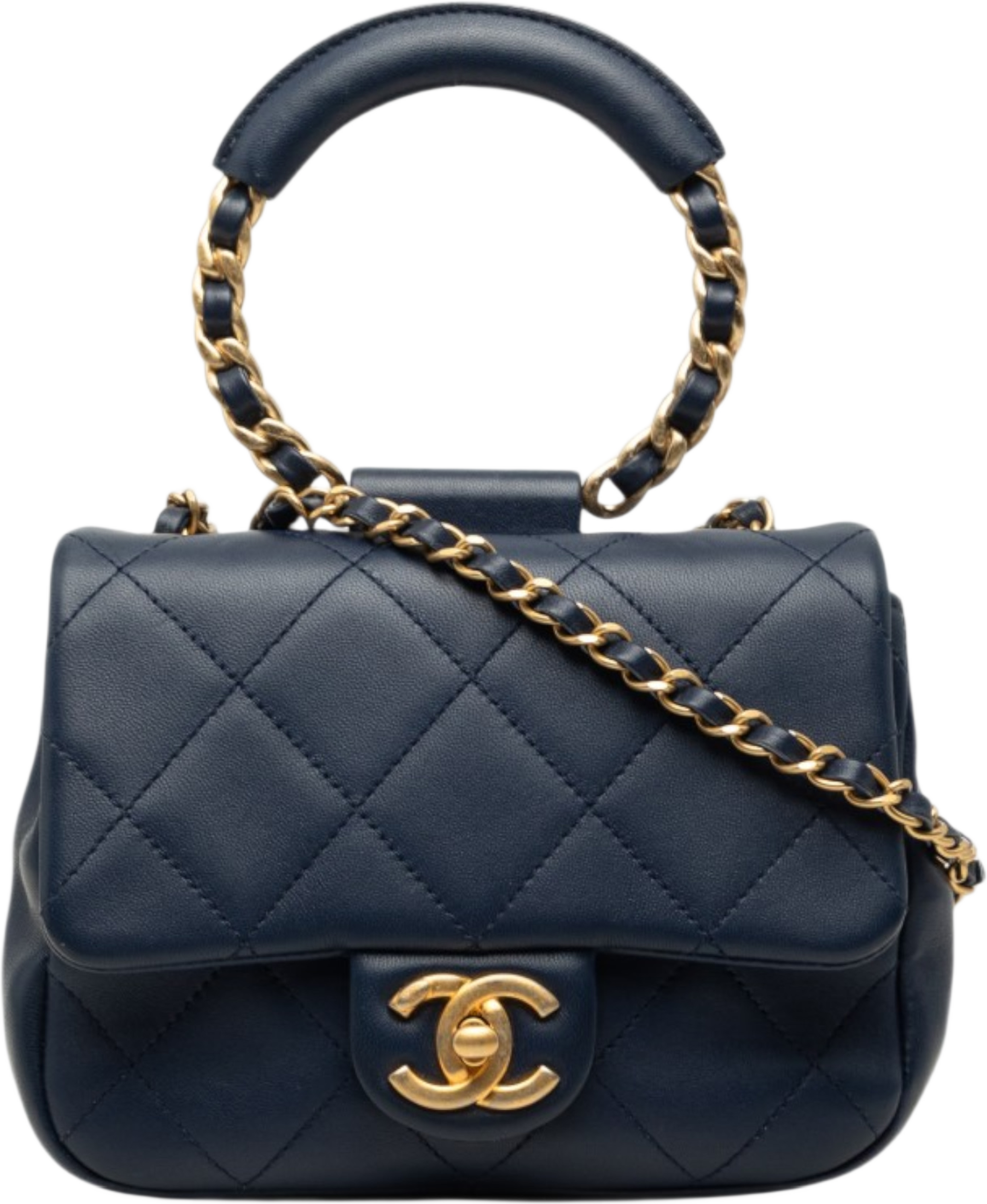 Chanel Mini Quilted Lambskin In The Loop Flap, från Luxclusif, i färgen blå. Klicka för att öppna bilden i stort format