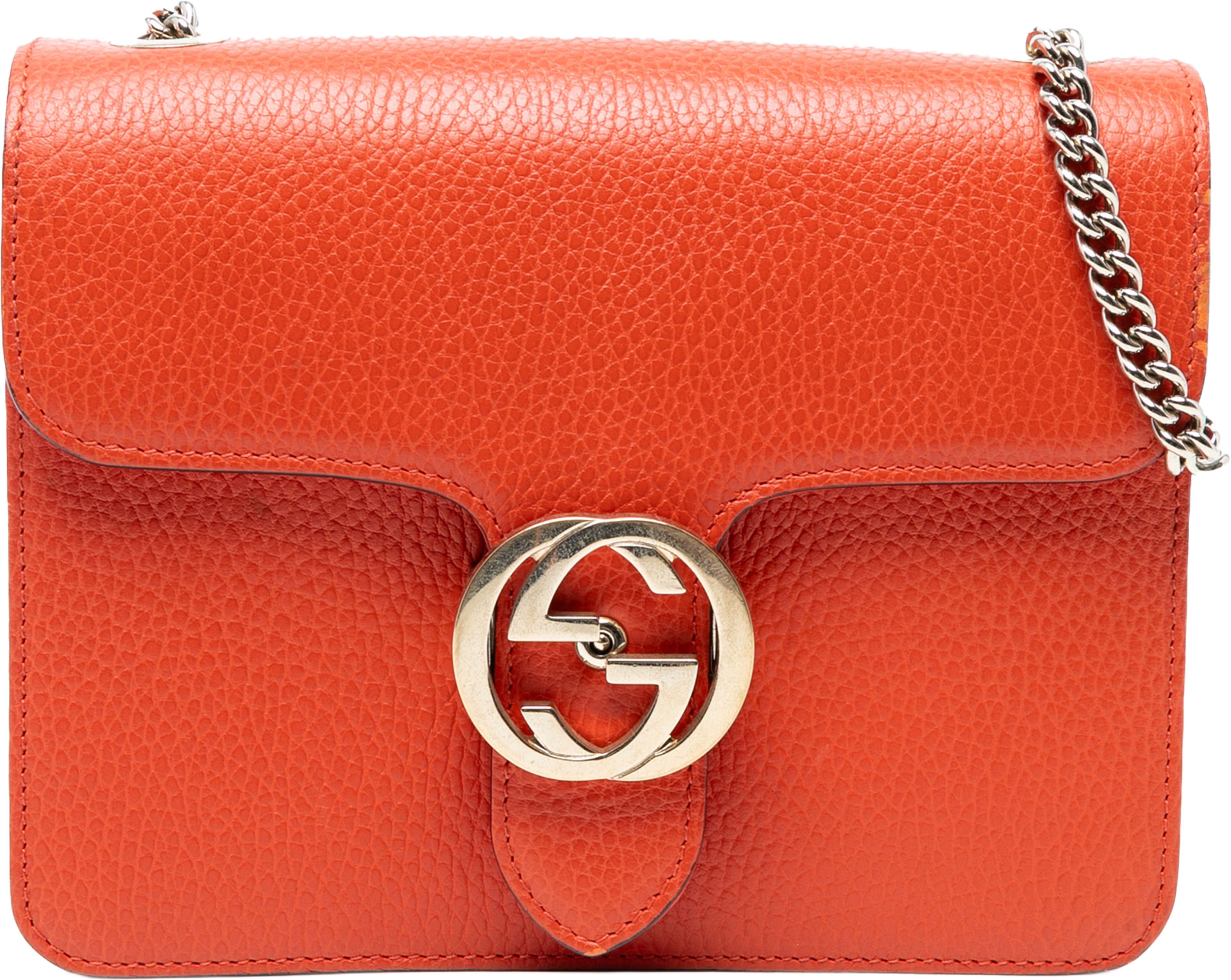 Gucci Small Dollar Calfskin Interlocking G Crossbody, från Luxclusif, i färgen orange. Klicka för att öppna bilden i stort format