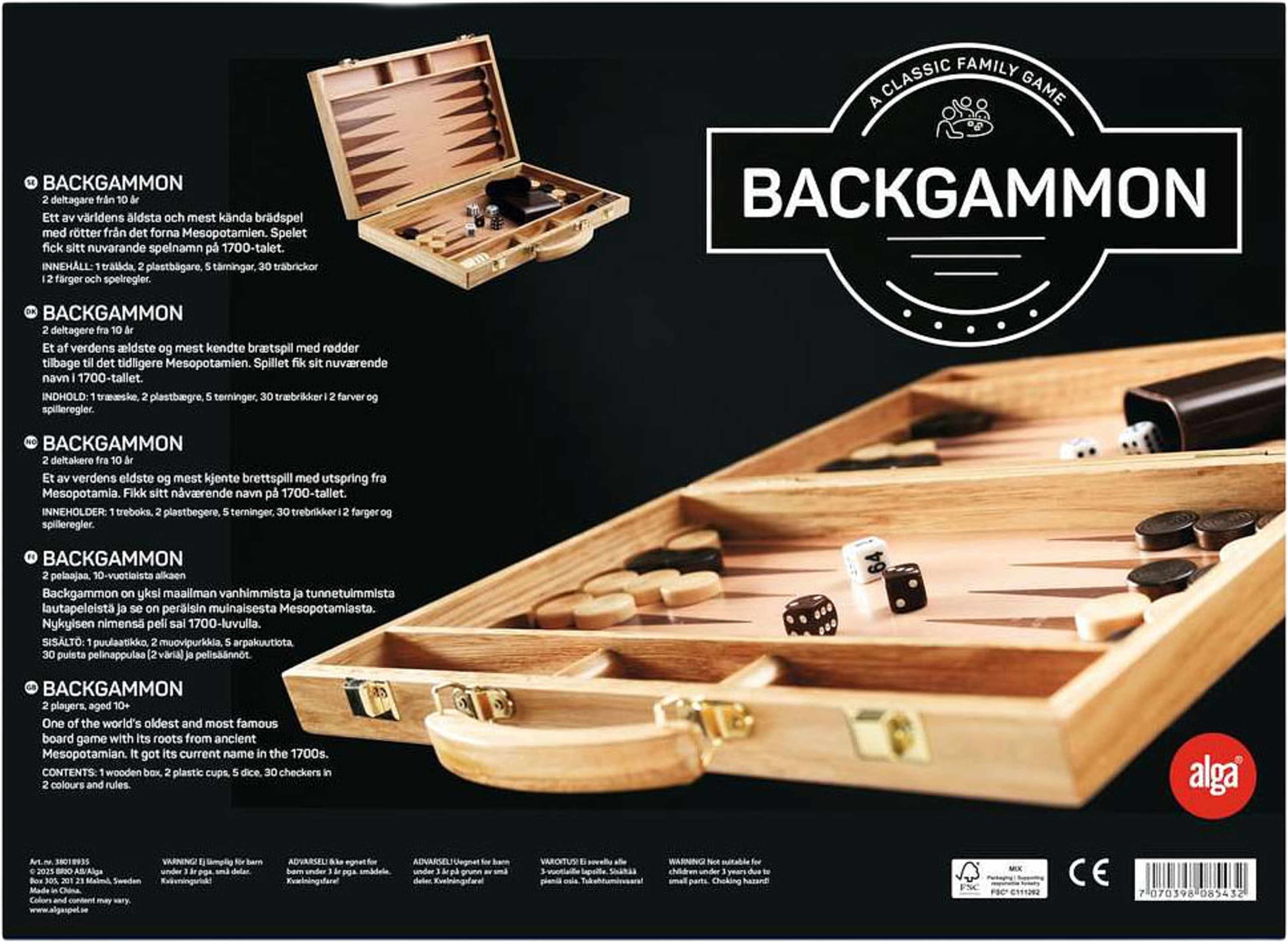 Backgammon, från ALGA. Klicka för att öppna bilden i stort format