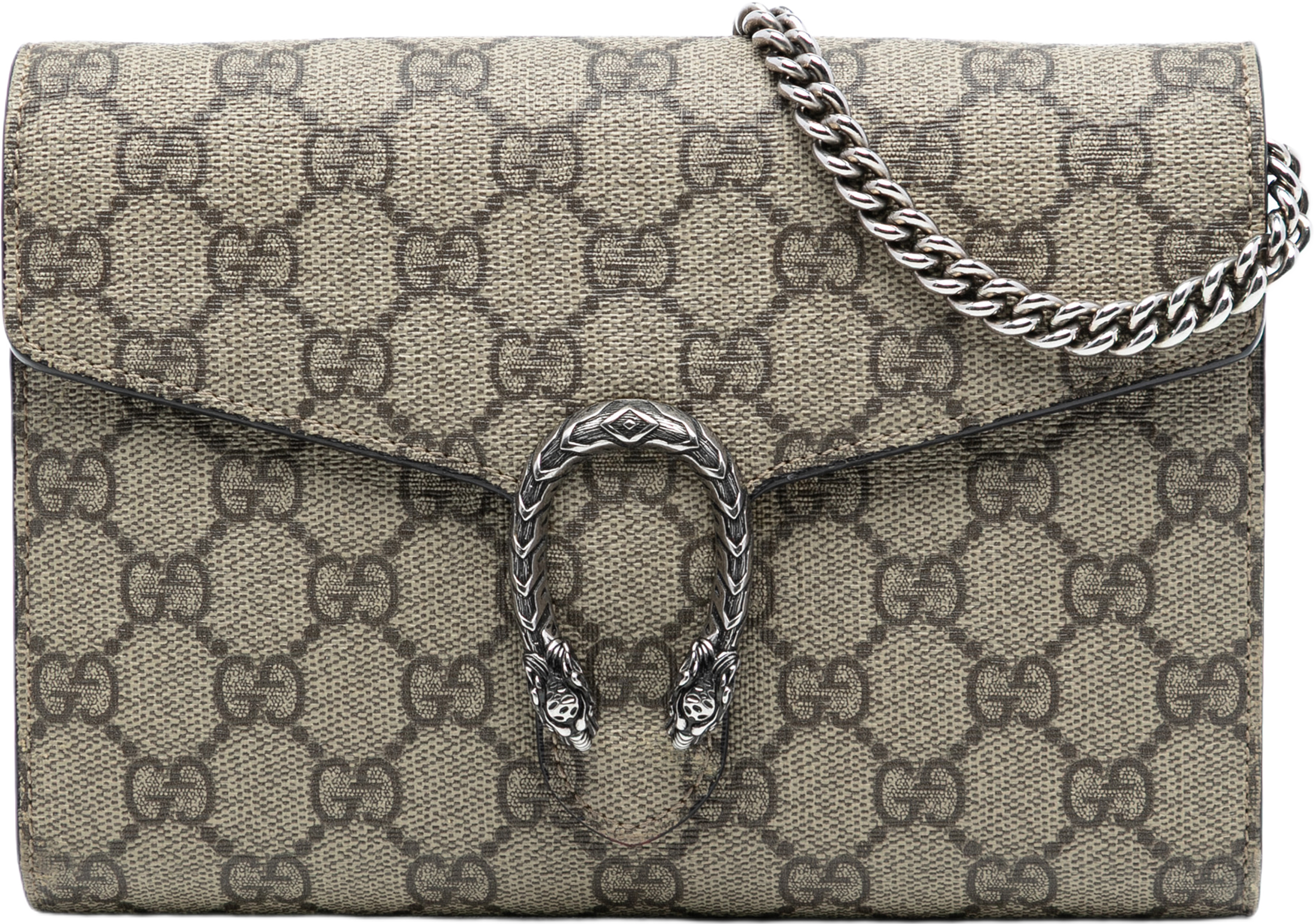 Gucci Gg Supreme Dionysus Chain Wallet, från Luxclusif, i färgen beige. Klicka för att öppna bilden i stort format
