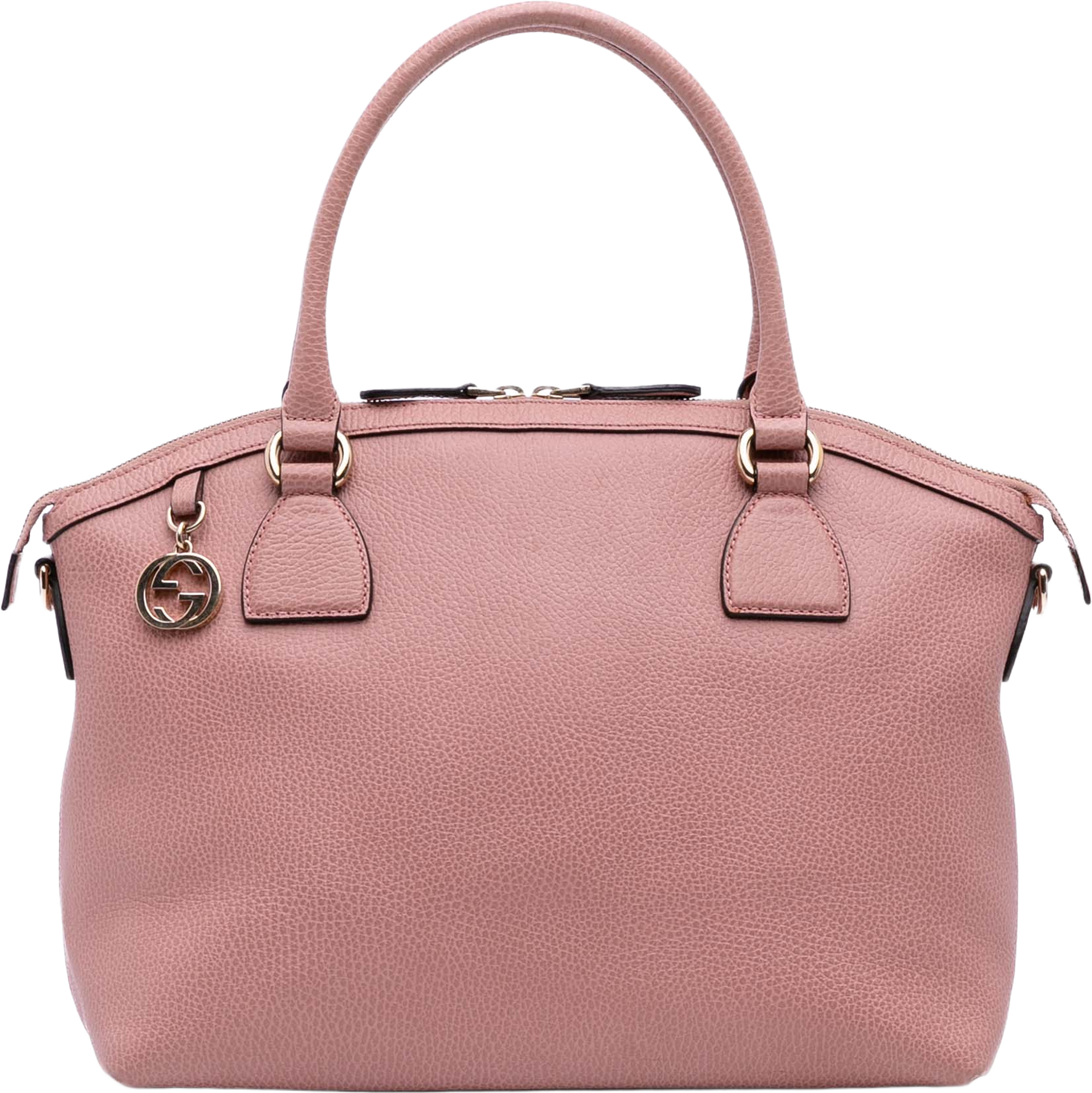 Gucci Medium Leather Gg Charm Dome Satchel, från Luxclusif, i färgen pink. Klicka för att öppna bilden i stort format