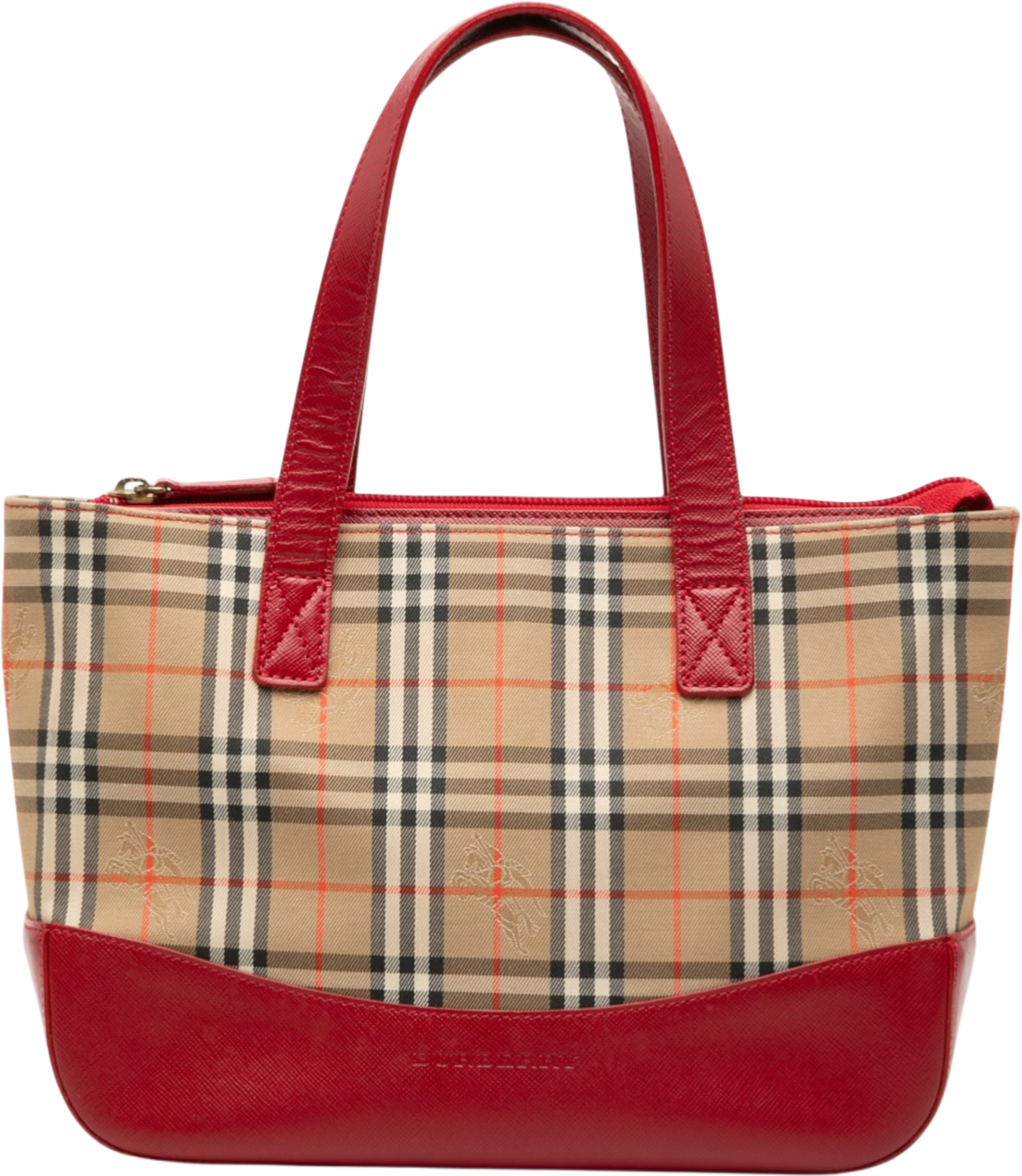 Burberry Haymarket Check Canvas Tote, från Luxclusif, i färgen beige. Klicka för att öppna bilden i stort format