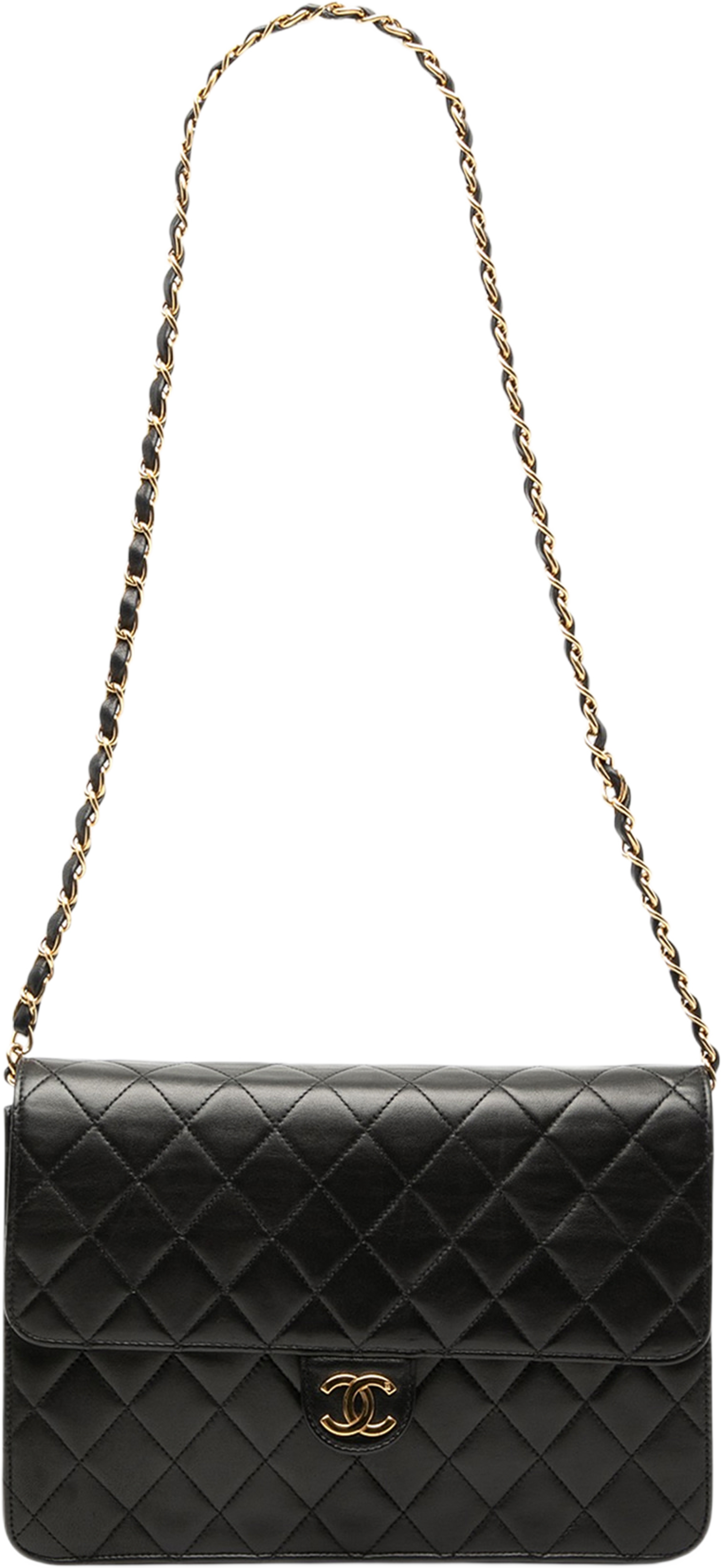 Chanel Medium Cc Quilted Lambskin Single Flap, från Luxclusif, i färgen black. Klicka för att öppna bilden i stort format
