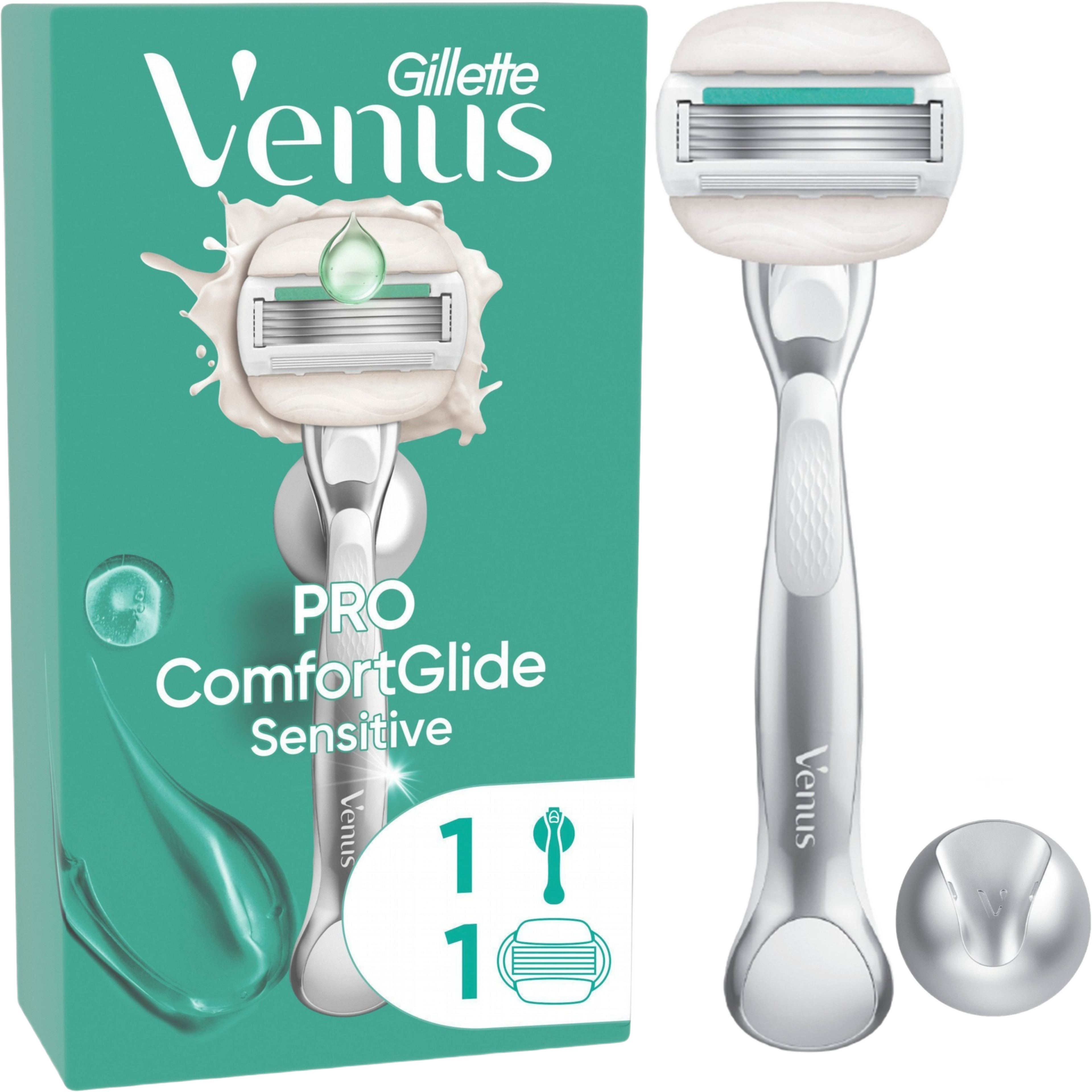 Gillette Venus Pro ComfortGlide Sensitive Rakhyvel, 1 rakblad, duschhållare