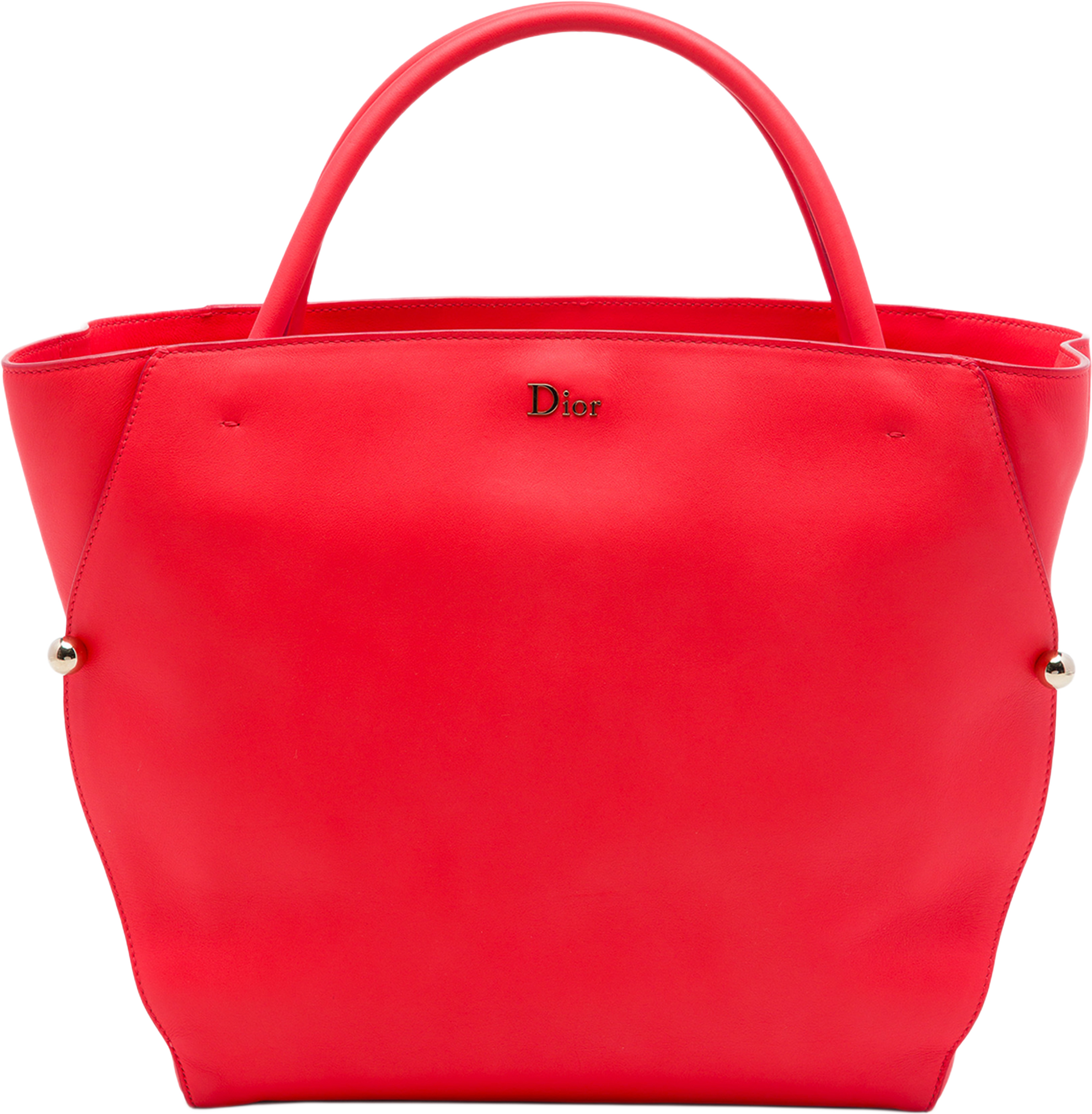 Dior Medium Smooth Calfskin Diorbar Tote, från Luxclusif, i färgen röd. Klicka för att öppna bilden i stort format
