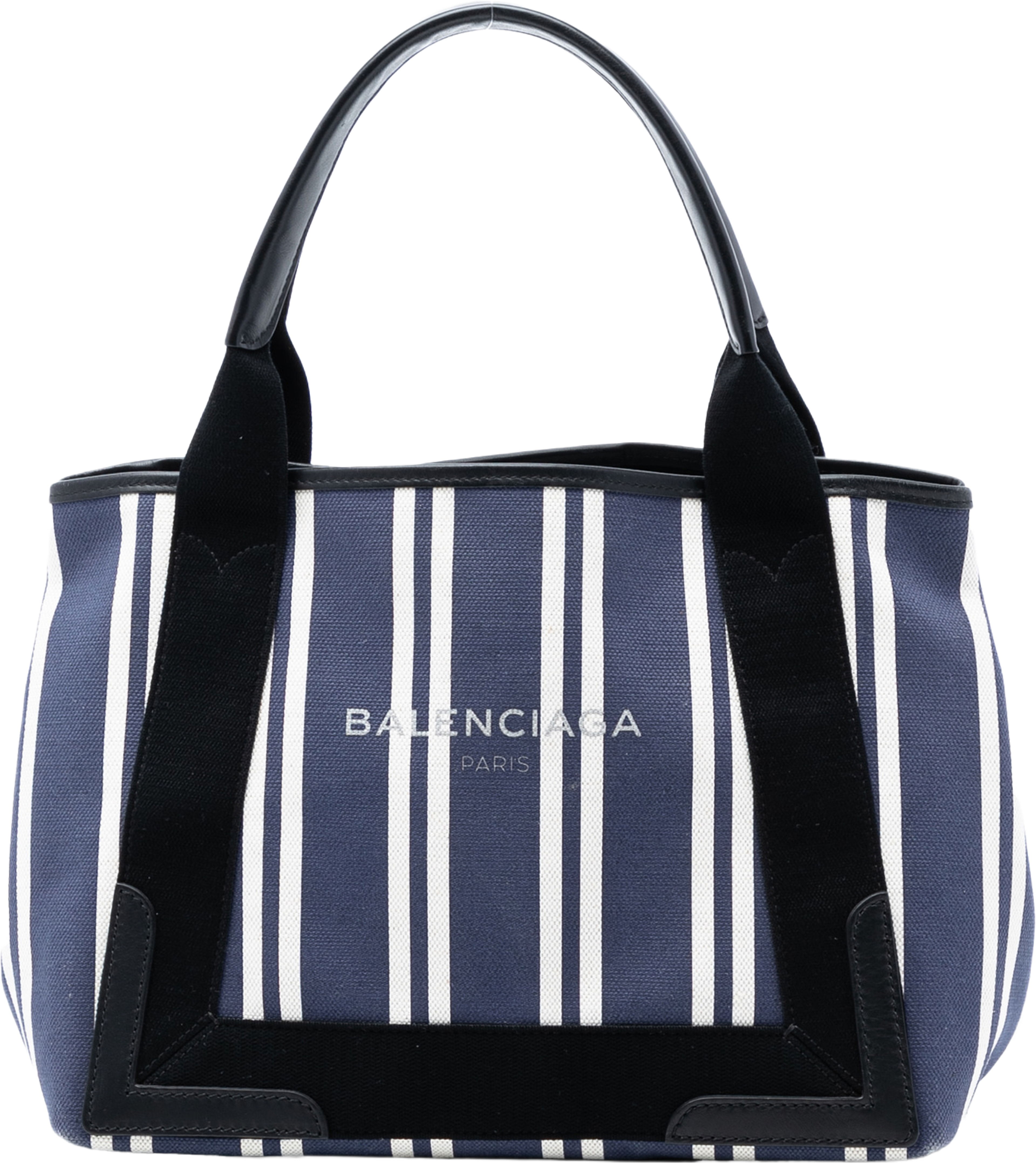 Balenciaga Canvas Striped Navy Cabas S, från Luxclusif, i färgen blue. Klicka för att öppna bilden i stort format