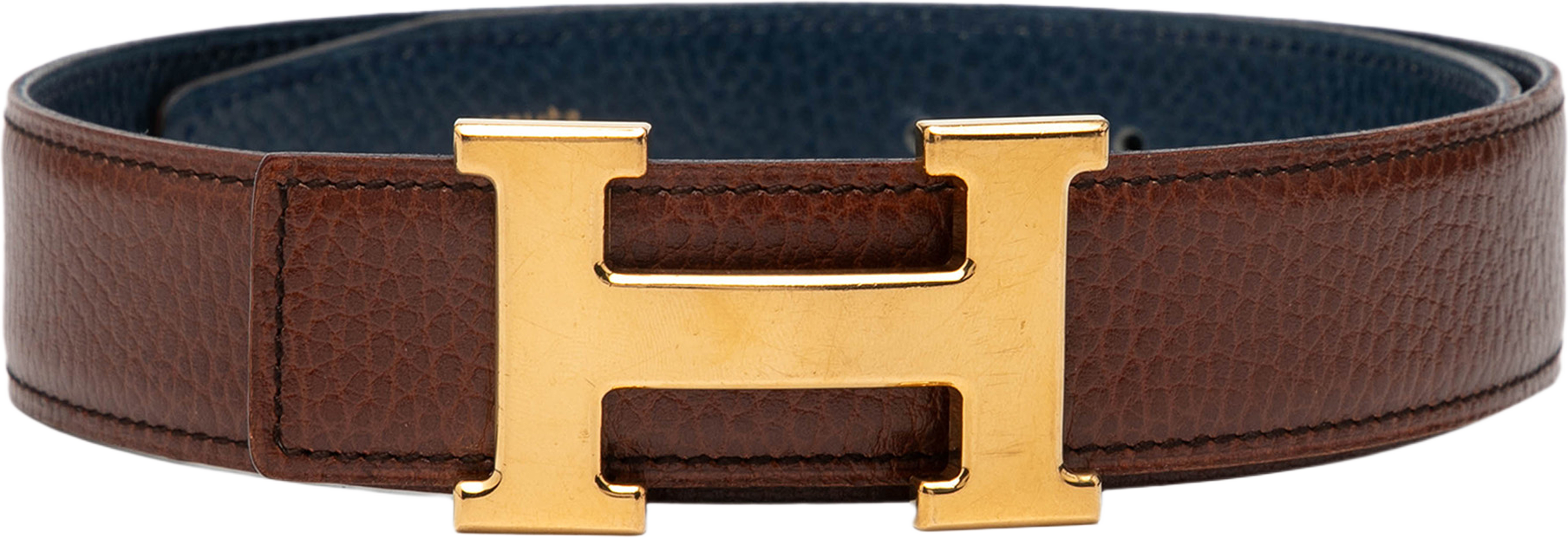 Hermès Togo Constance H Reversible Belt, från Luxclusif, i färgen brown. Klicka för att öppna bilden i stort format