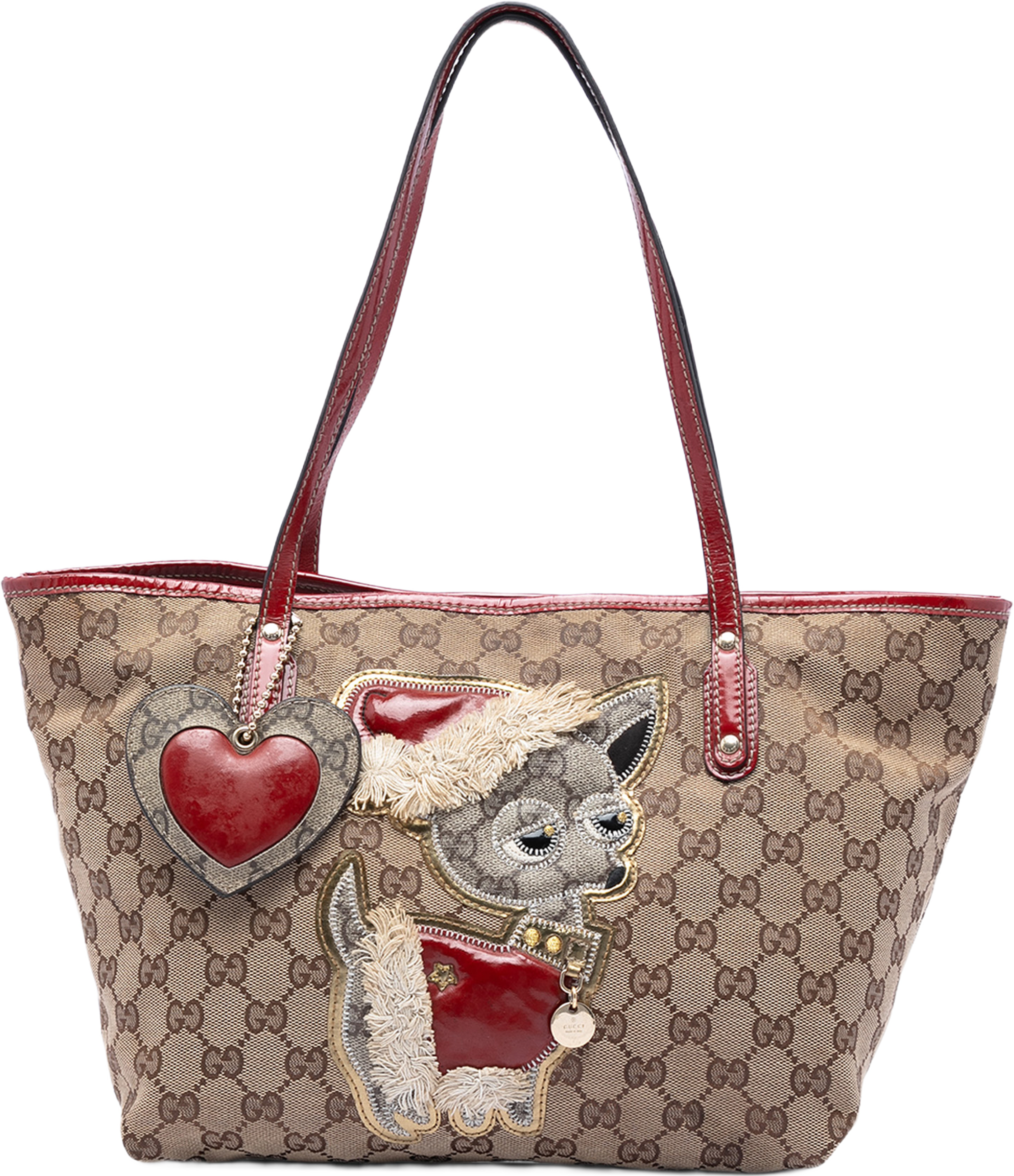 Gucci Small Gg Canvas Brando Guccioli Holiday Chihuahua Tote, från Luxclusif, i färgen beige. Klicka för att öppna bilden i stort format