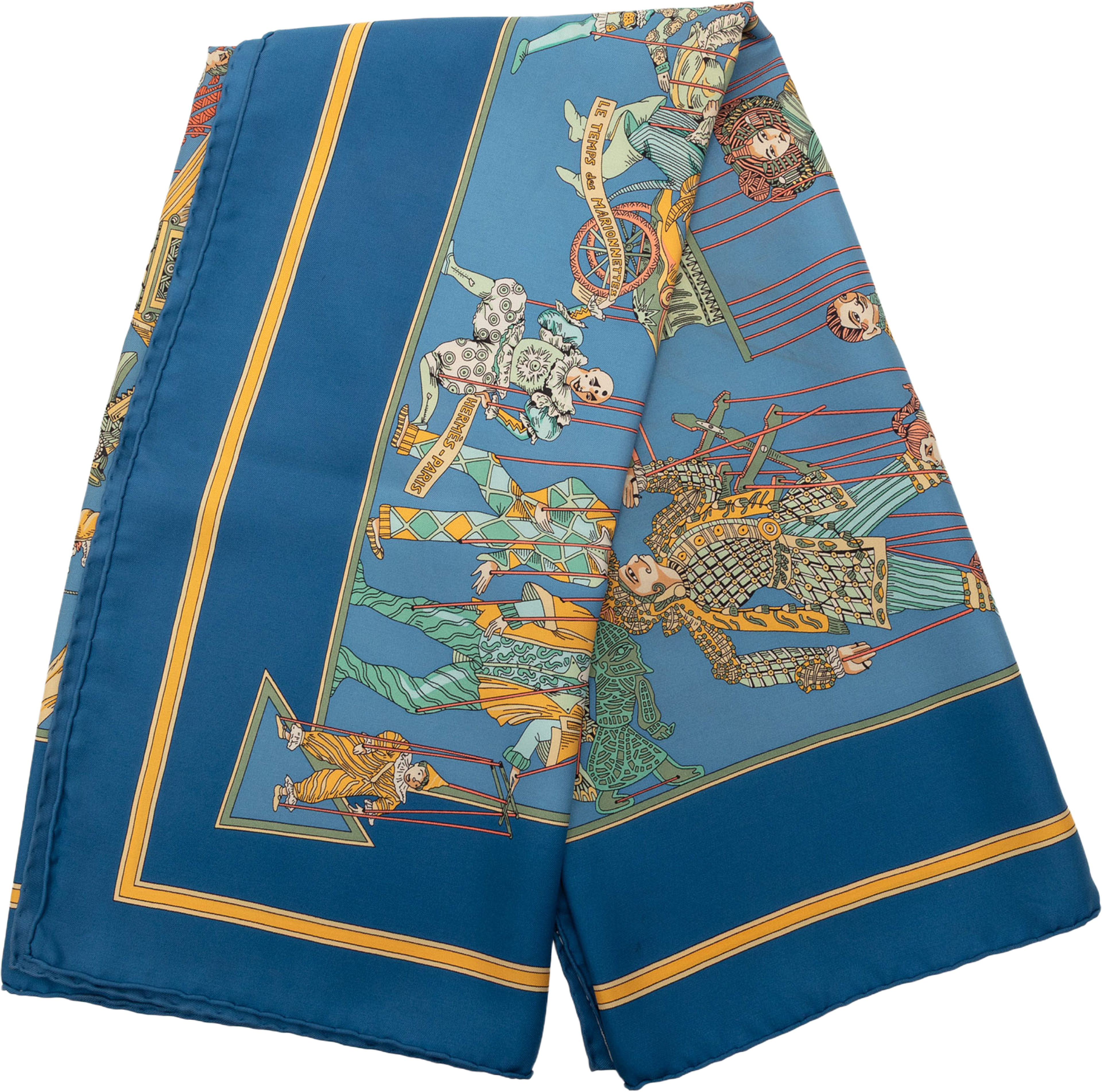 Hermès Le Temps Des Marionnettes Silk Scarf 90, från Luxclusif, i färgen blue. Klicka för att öppna bilden i stort format