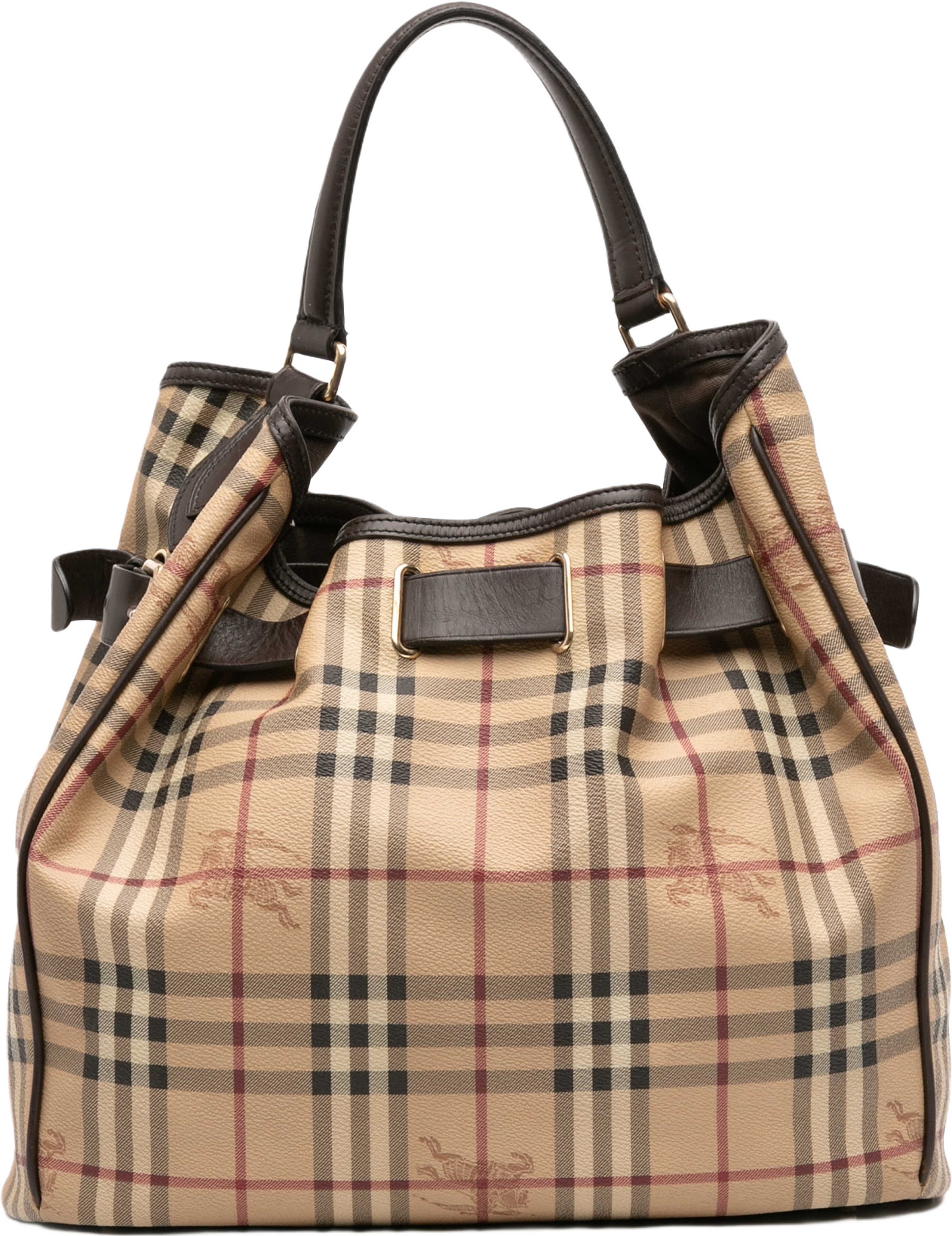 Burberry Haymarket Check Coated Canvas Walden Belted Hobo, från Luxclusif, i färgen beige.