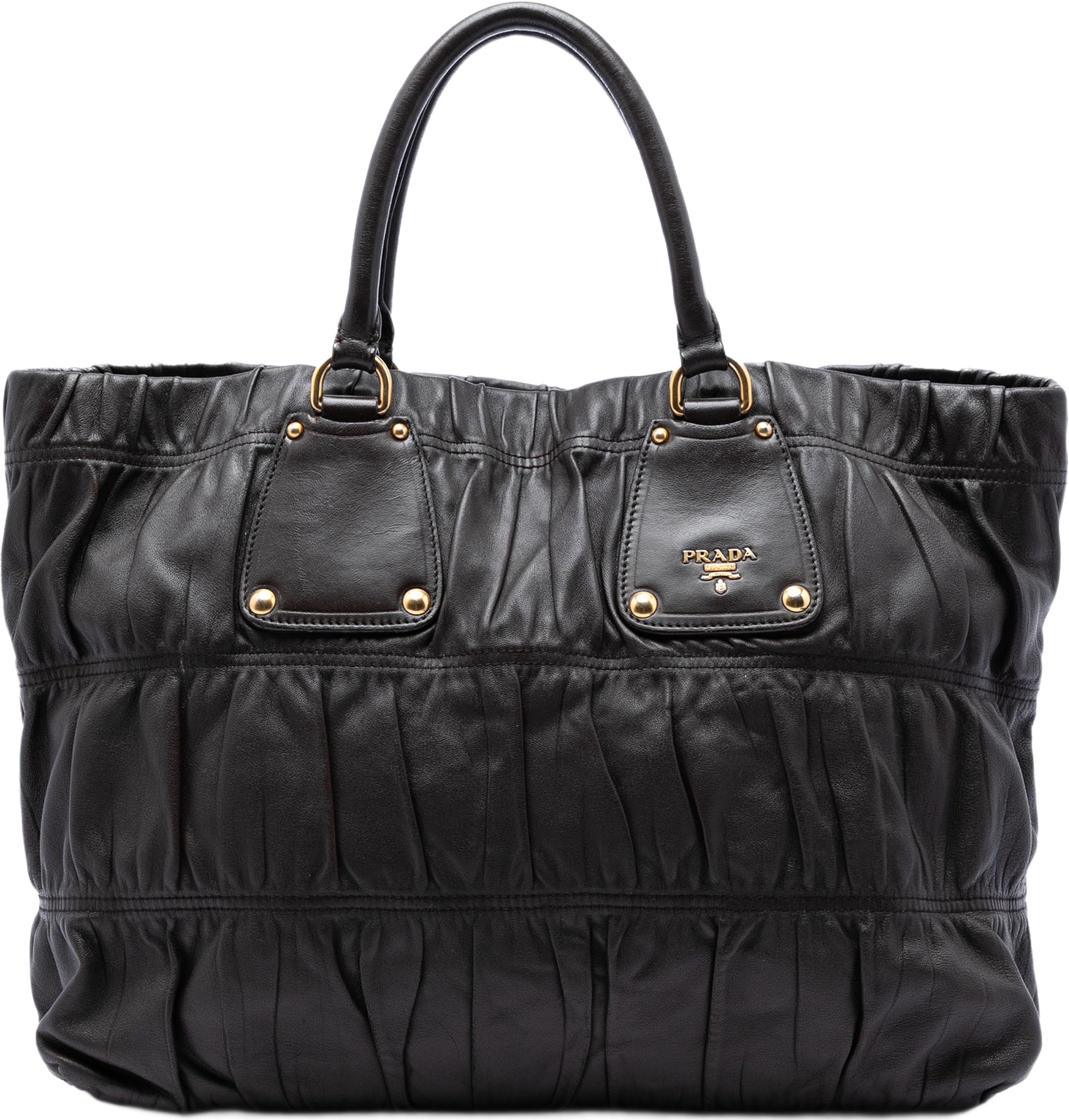 Prada Nappa Gaufre Satchel, från Luxclusif, i färgen dark brown. Klicka för att öppna bilden i stort format