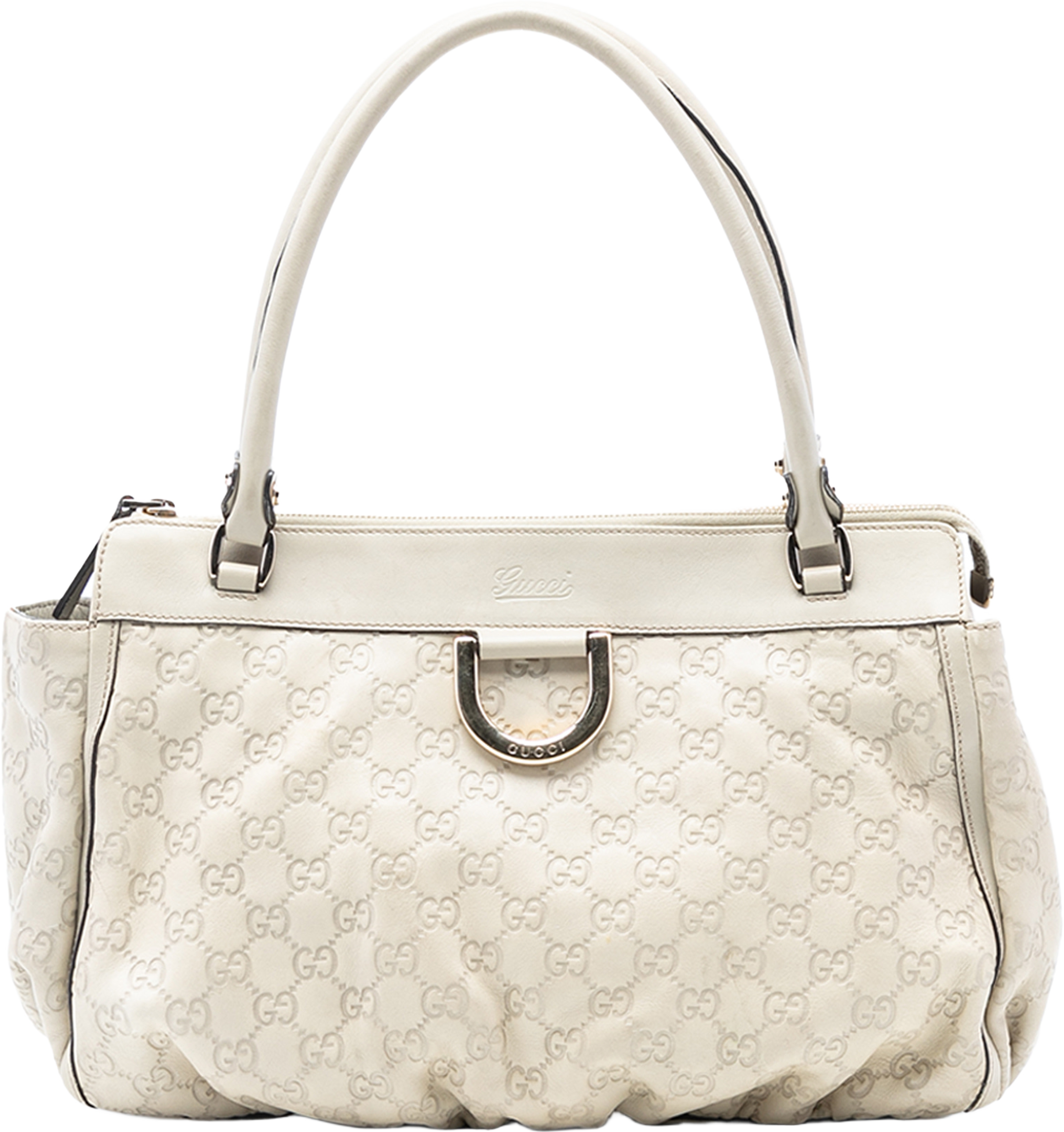 Gucci Guccissima Abbey D Ring Tote, från Luxclusif, i färgen ivory. Klicka för att öppna bilden i stort format