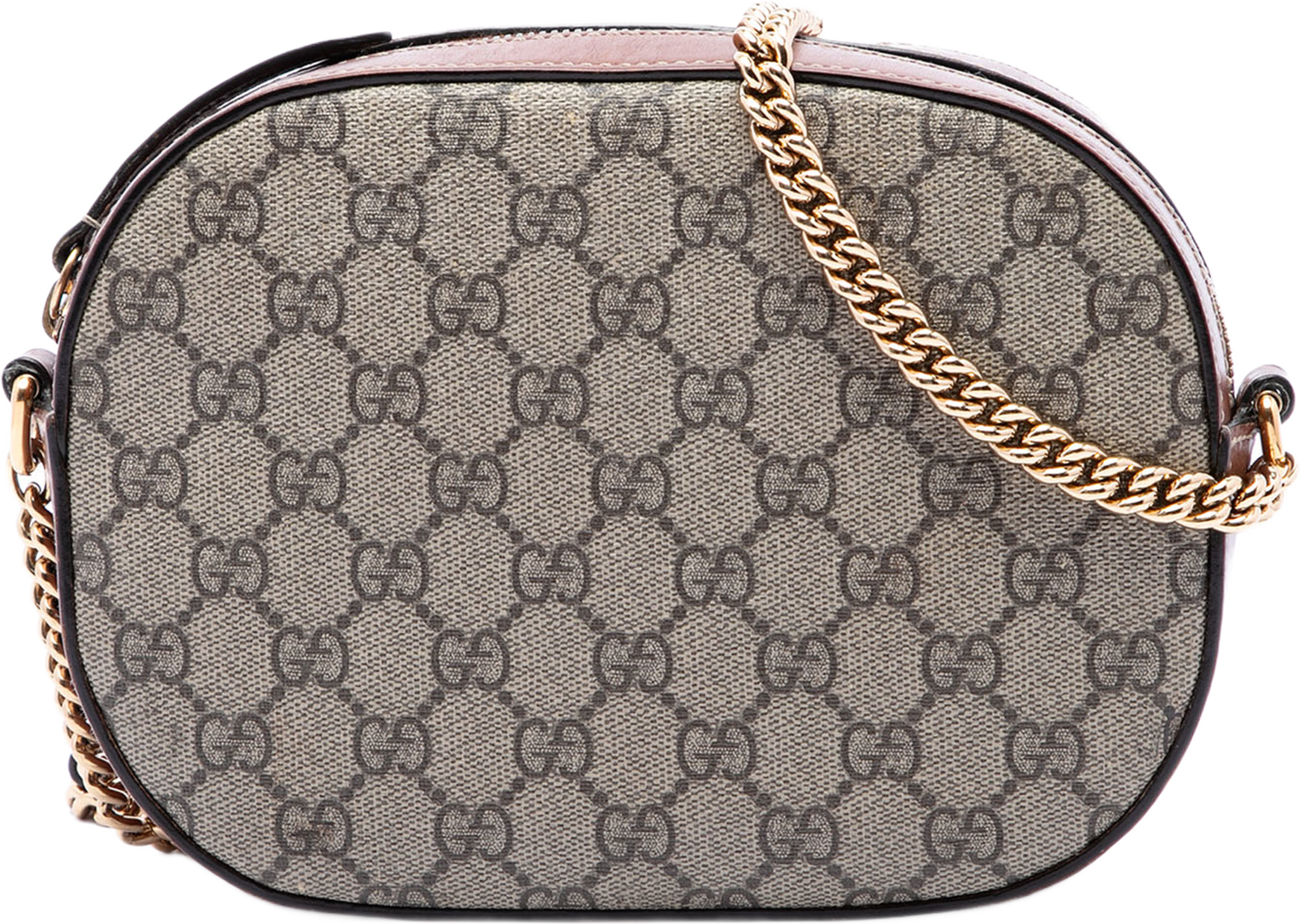 Gucci Mini Gg Supreme Chain Crossbody, från Luxclusif, i färgen beige. Klicka för att öppna bilden i stort format