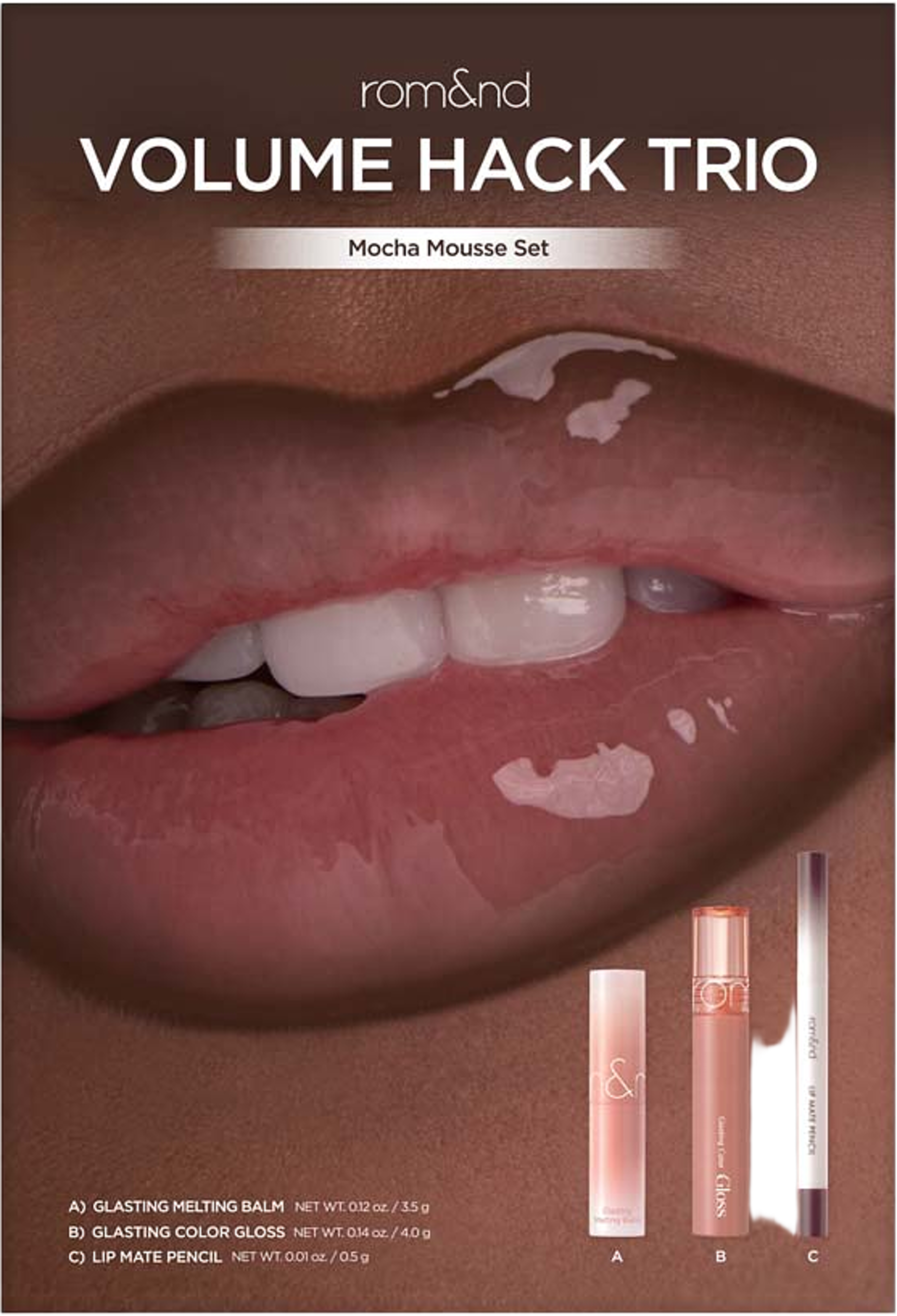 VOLUME HACK TRIO, från rom&nd, i färgen Mocha Mousse. Klicka för att öppna bilden i stort format