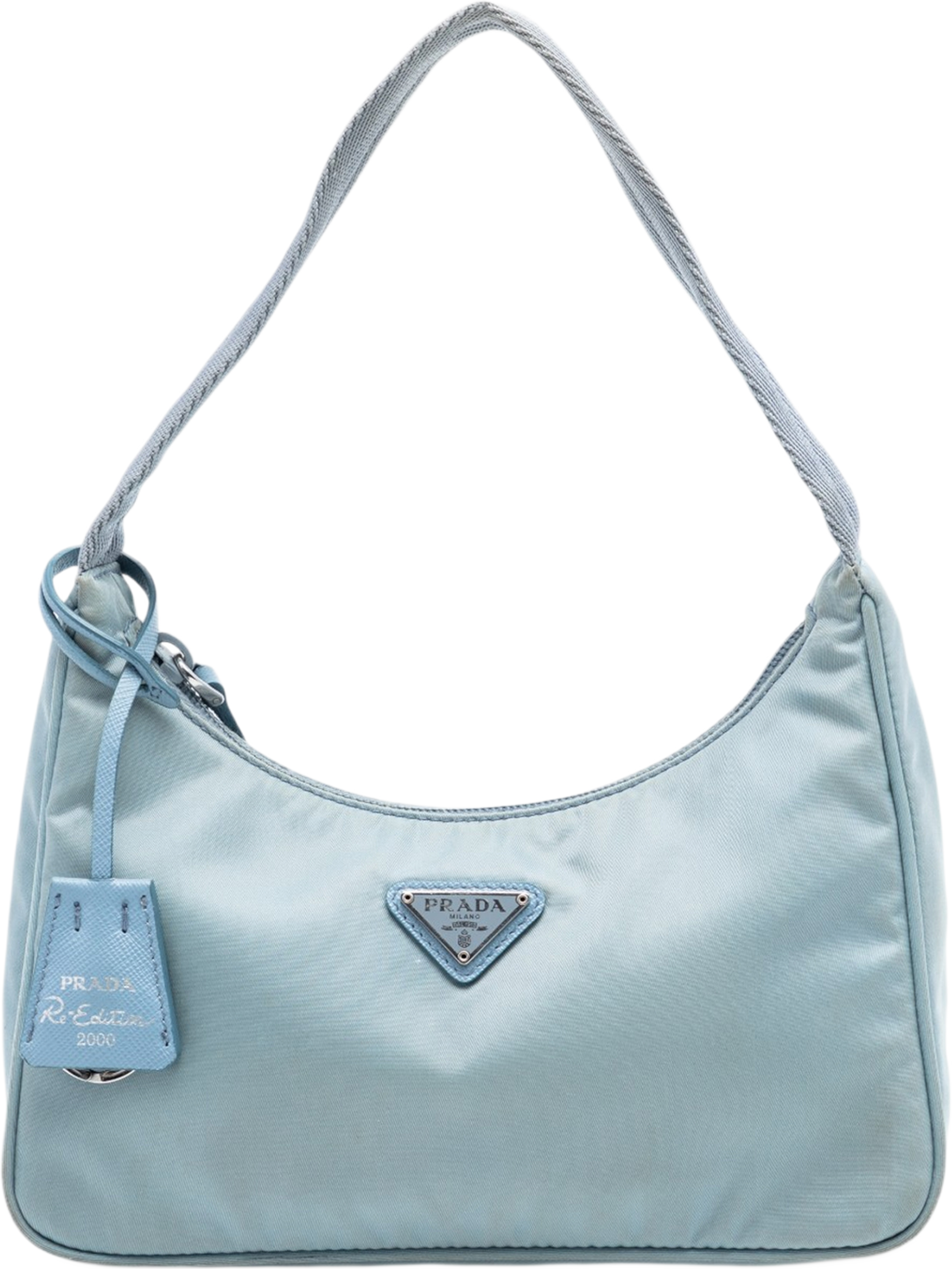 Prada Tessuto Re Edition 2000 Shoulder Bag, från Luxclusif, i färgen light blue. Klicka för att öppna bilden i stort format