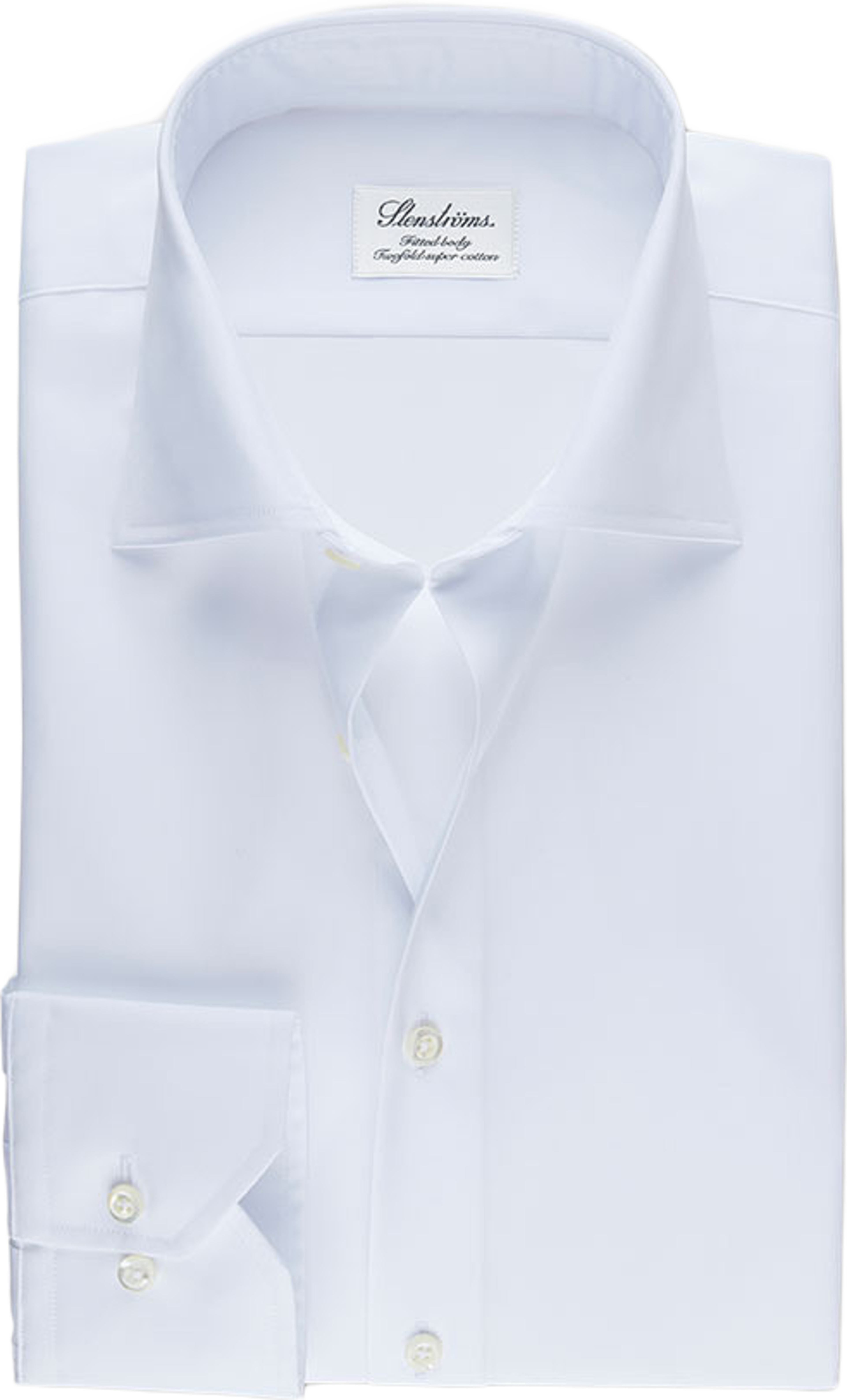 White Fitted Body Shirt In Superior Twill