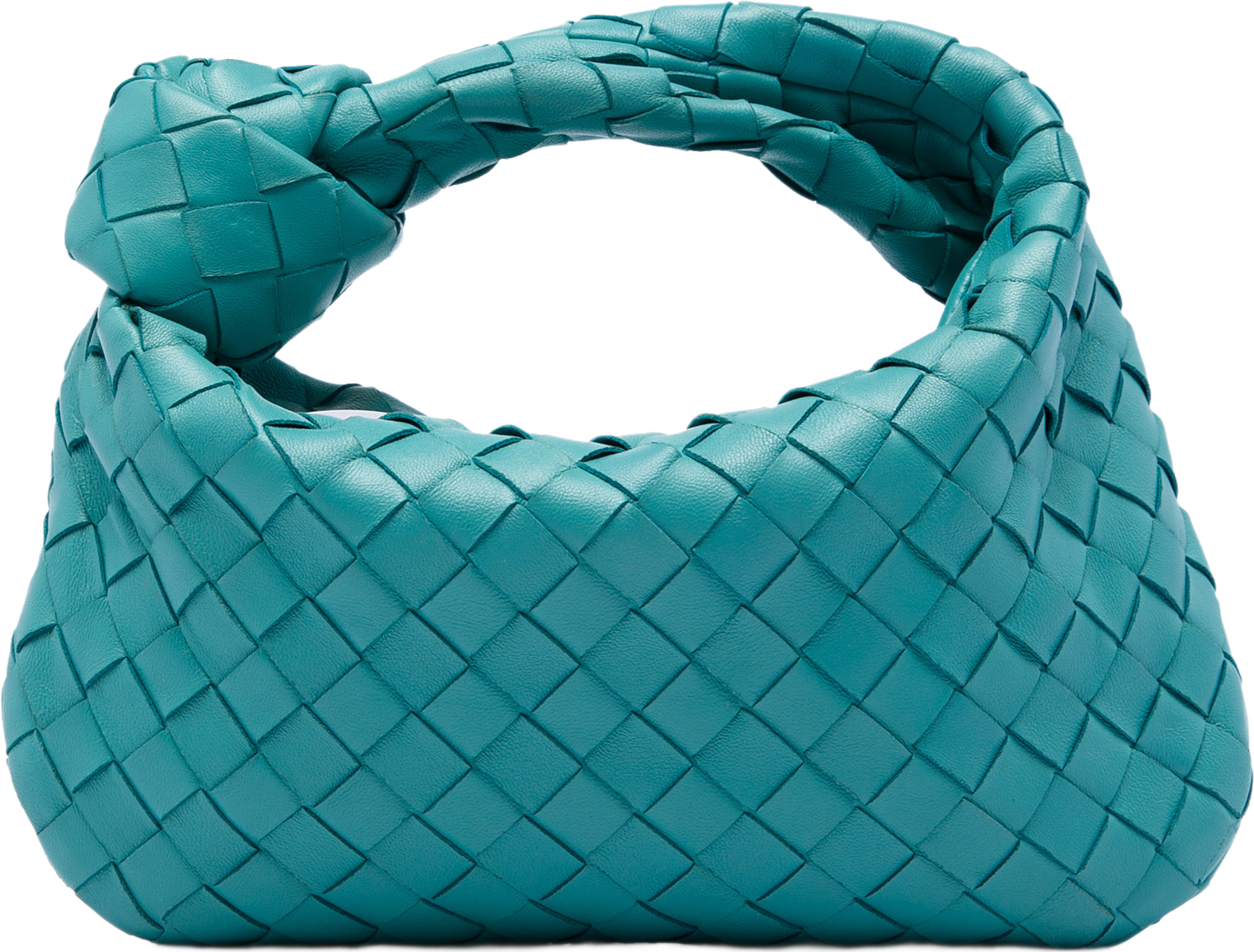 Bottega Veneta Mini Nappa Intrecciato Jodie, från Luxclusif, i färgen blå. Klicka för att öppna bilden i stort format