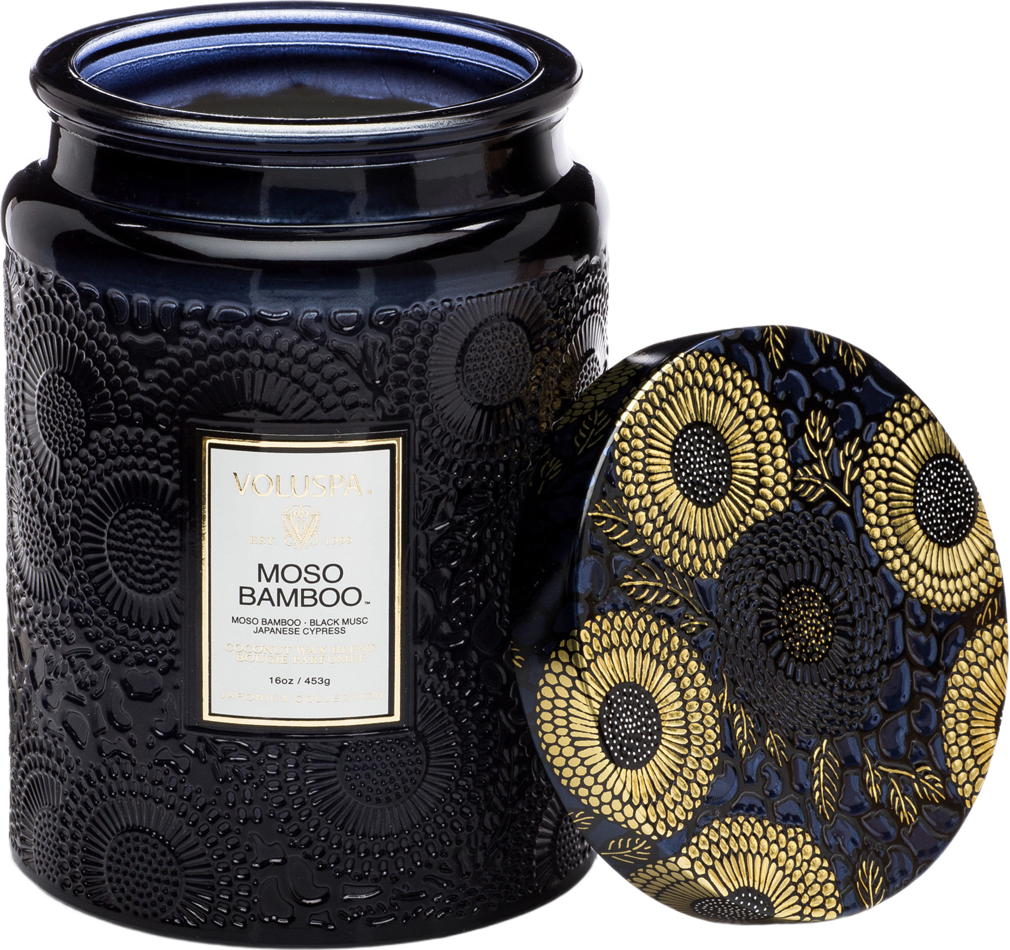 Embossed Large Glass Scented Candle Moso Bamboo
