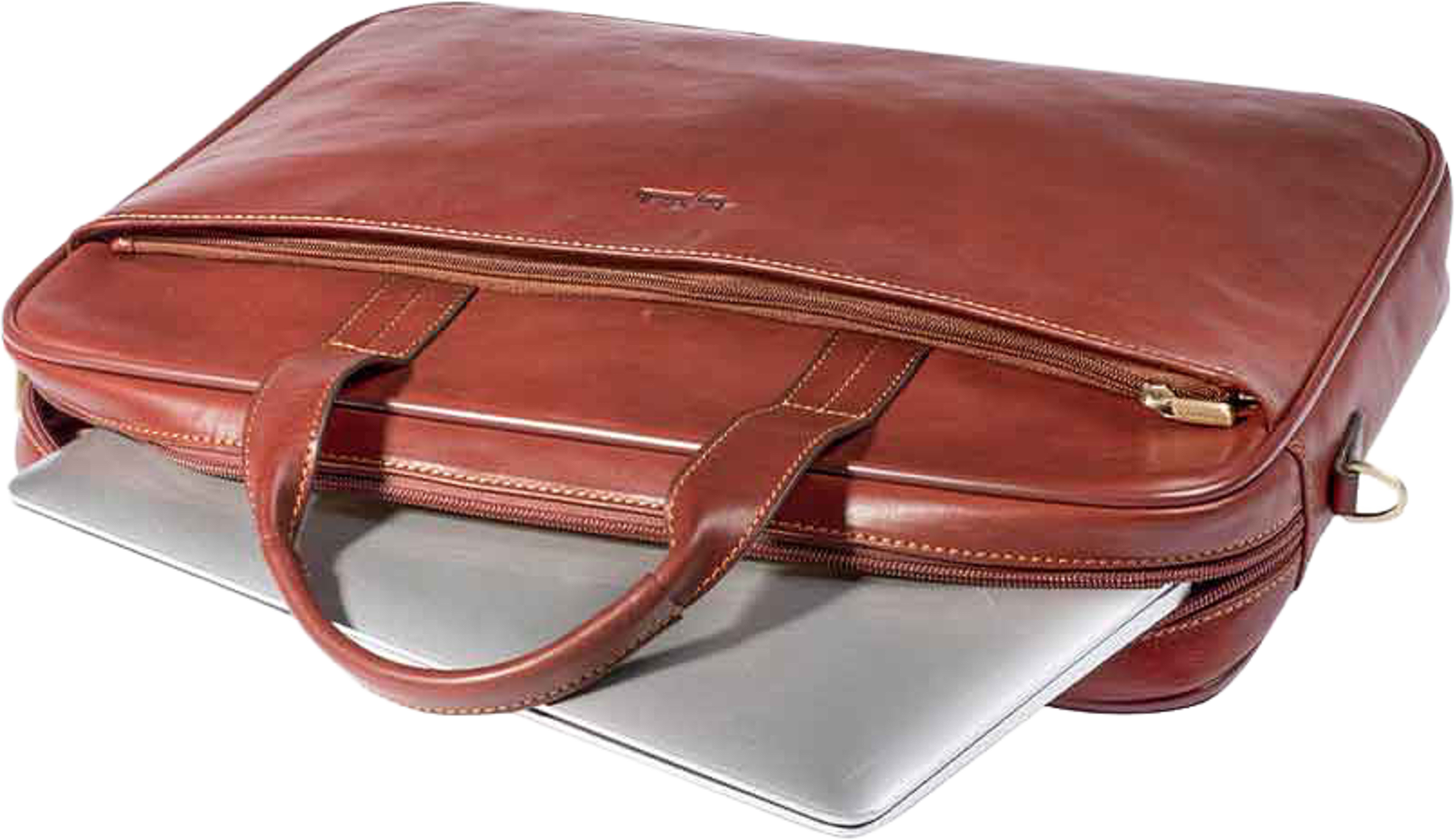 Briefcase Zipped Vegetale, från Tony Perotti, i färgen Dark Brown. Klicka för att öppna bilden i stort format