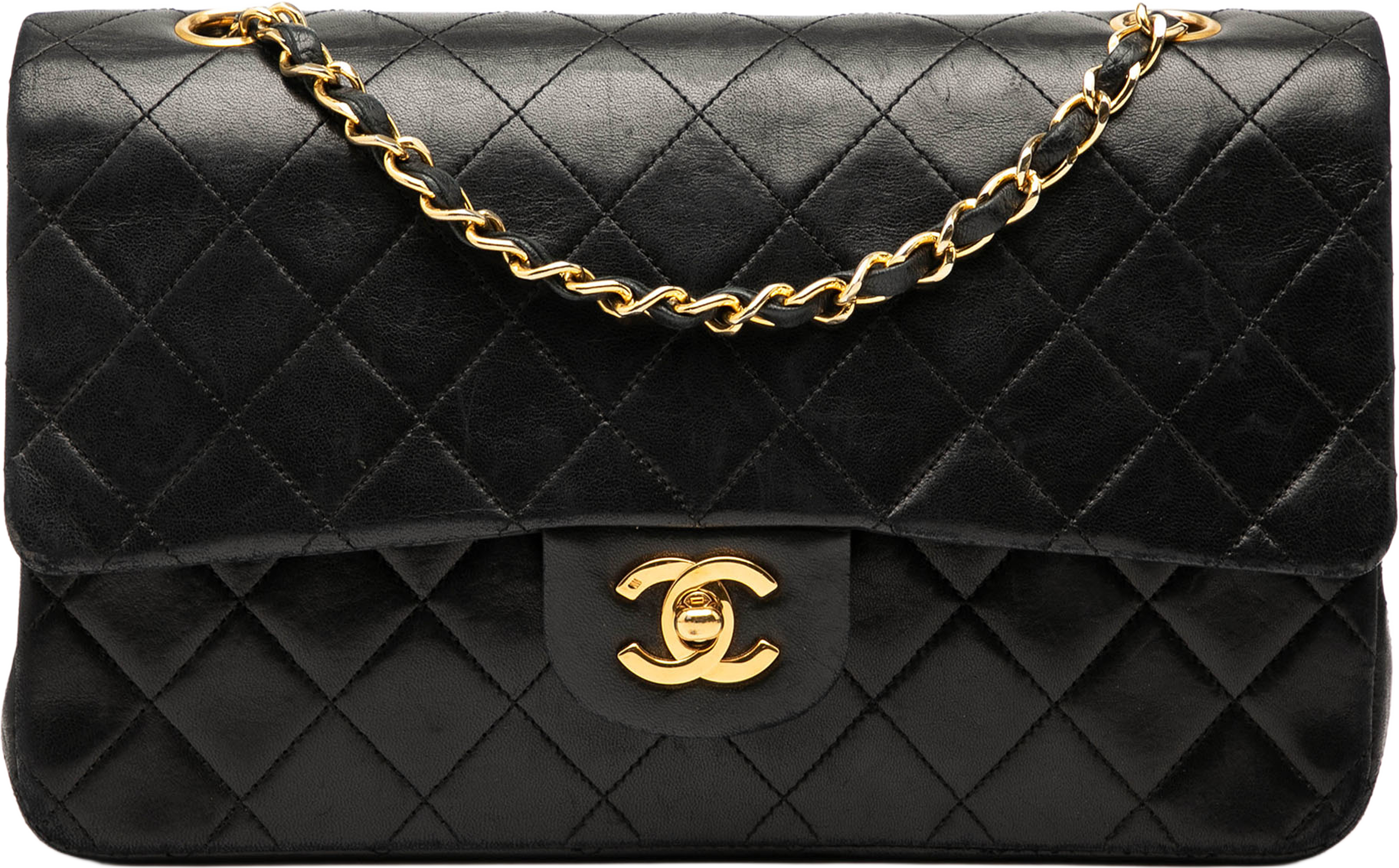 Chanel Medium Classic Lambskin Double Flap, från Luxclusif, i färgen black. Klicka för att öppna bilden i stort format