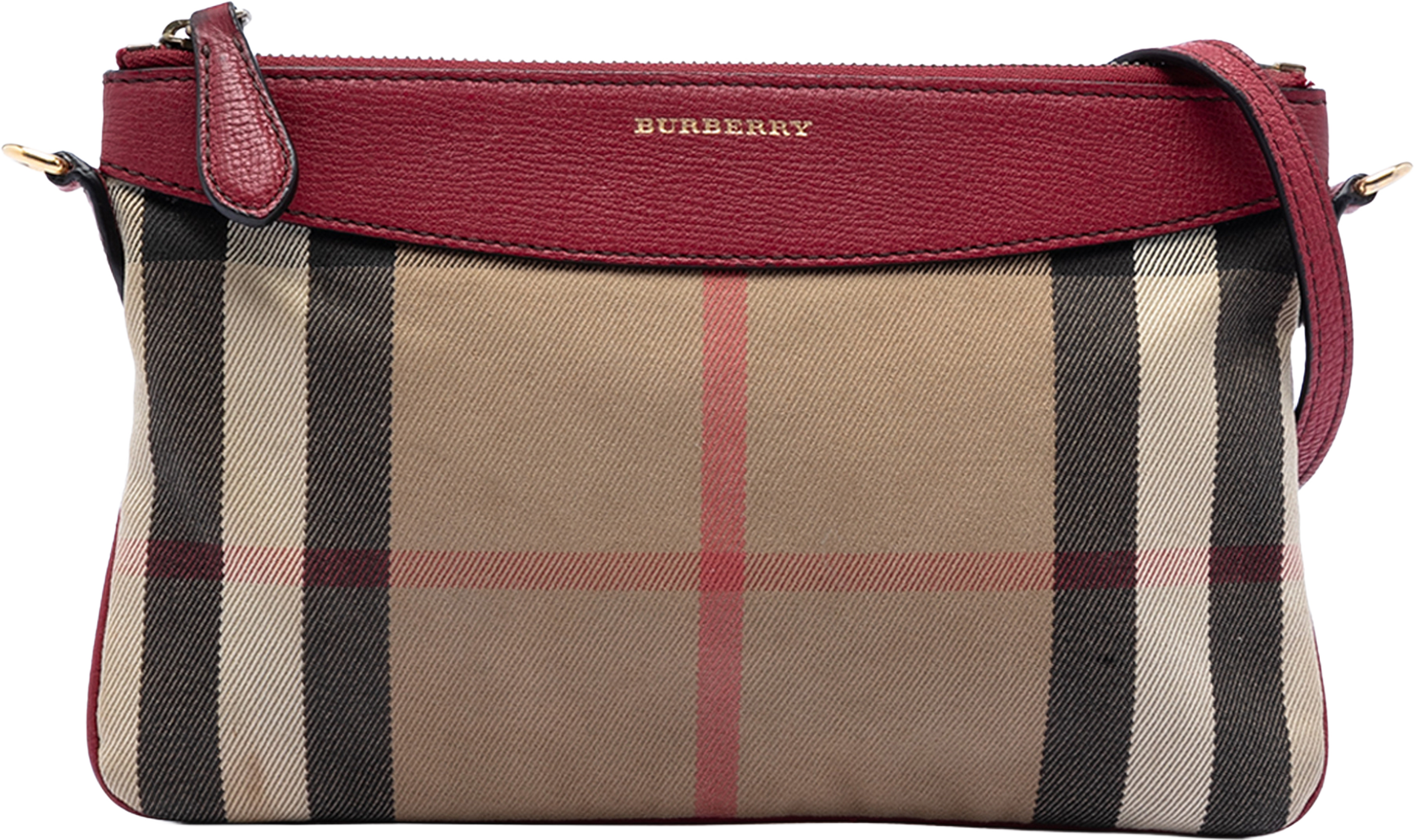 Burberry House Check Canvas Derby Peyton Crossbody, från Luxclusif, i färgen light brown. Klicka för att öppna bilden i stort format