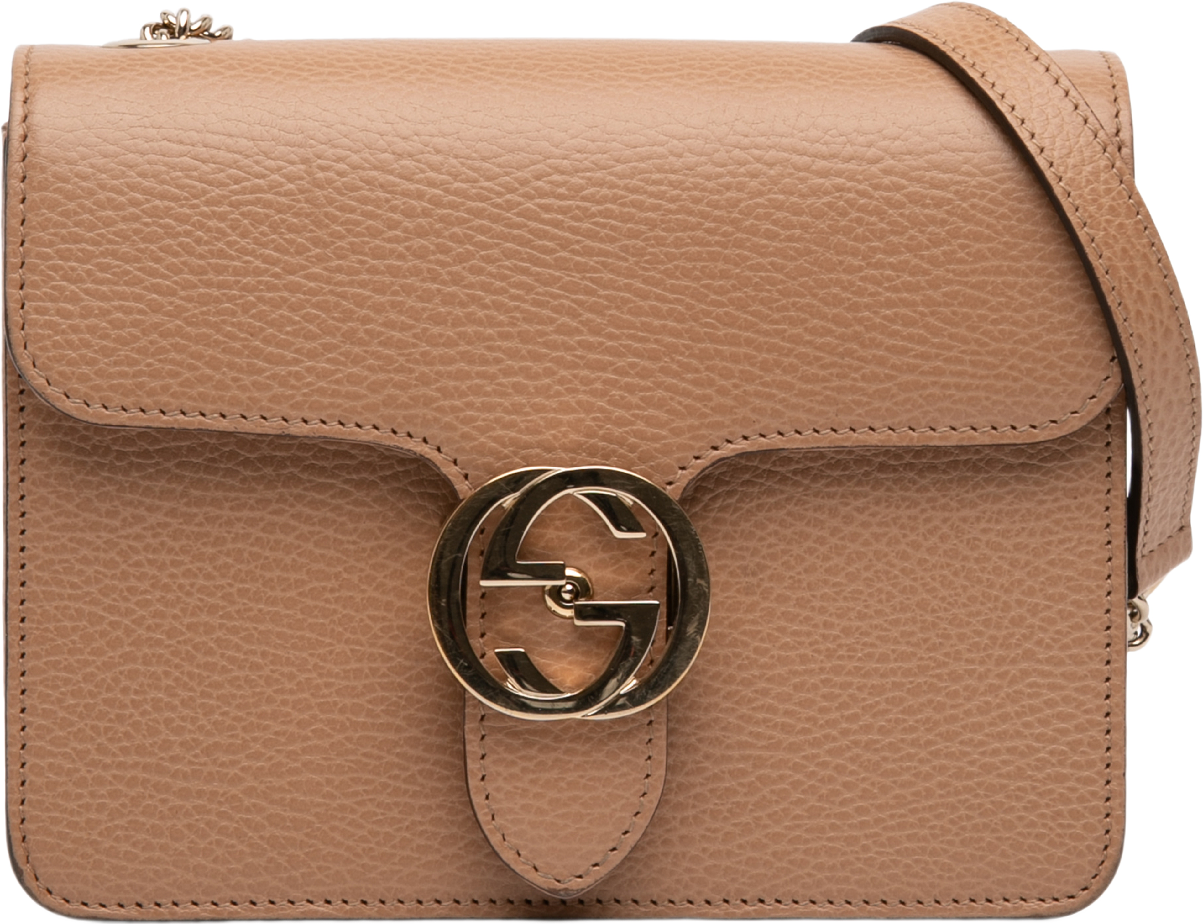 Gucci Small Dollar Calfskin Interlocking G Crossbody, från Luxclusif, i färgen beige. Klicka för att öppna bilden i stort format