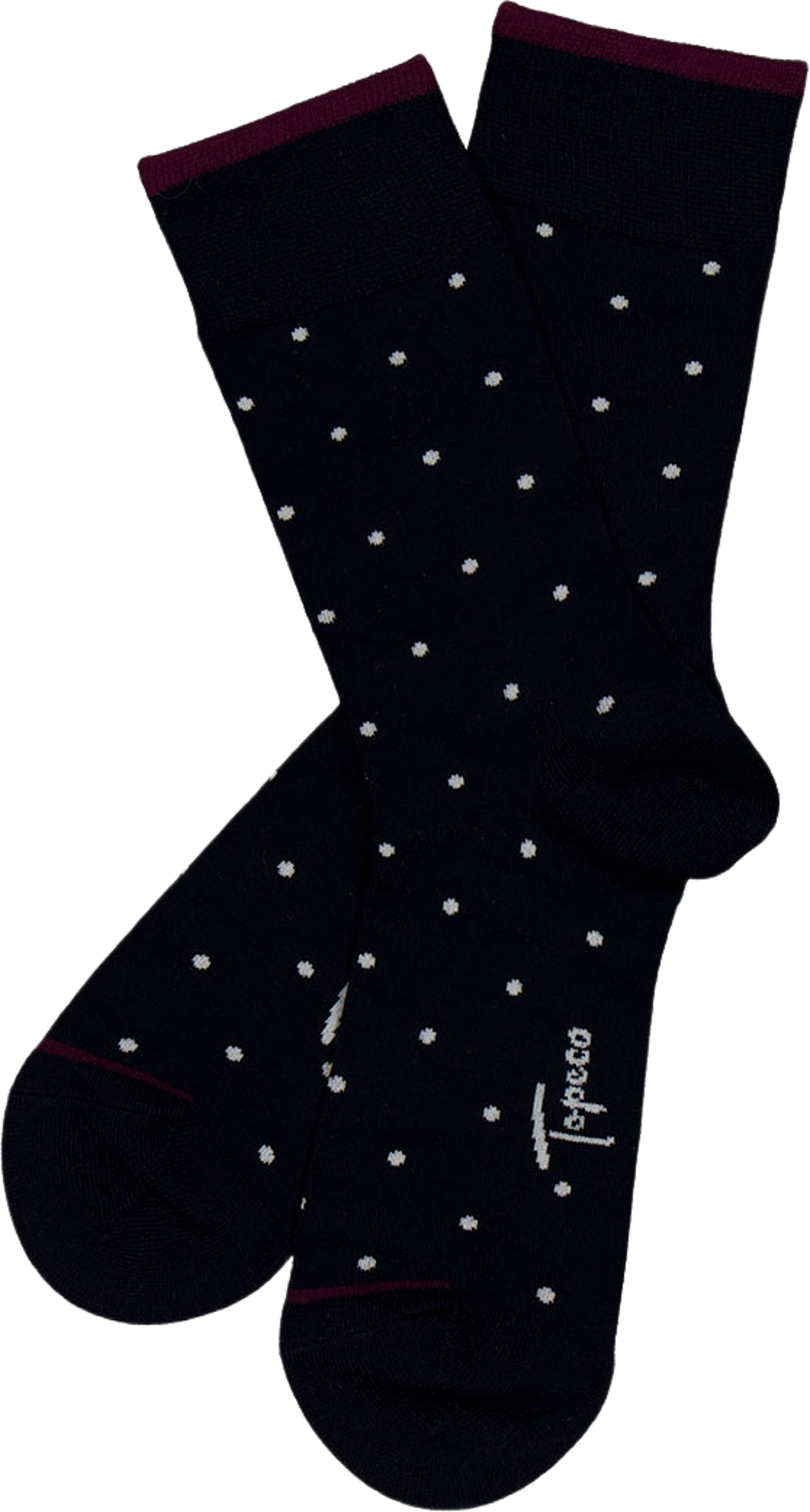 Bambustrumpa Dots, från Topeco, i färgen Navy 2. Klicka för att öppna bilden i stort format