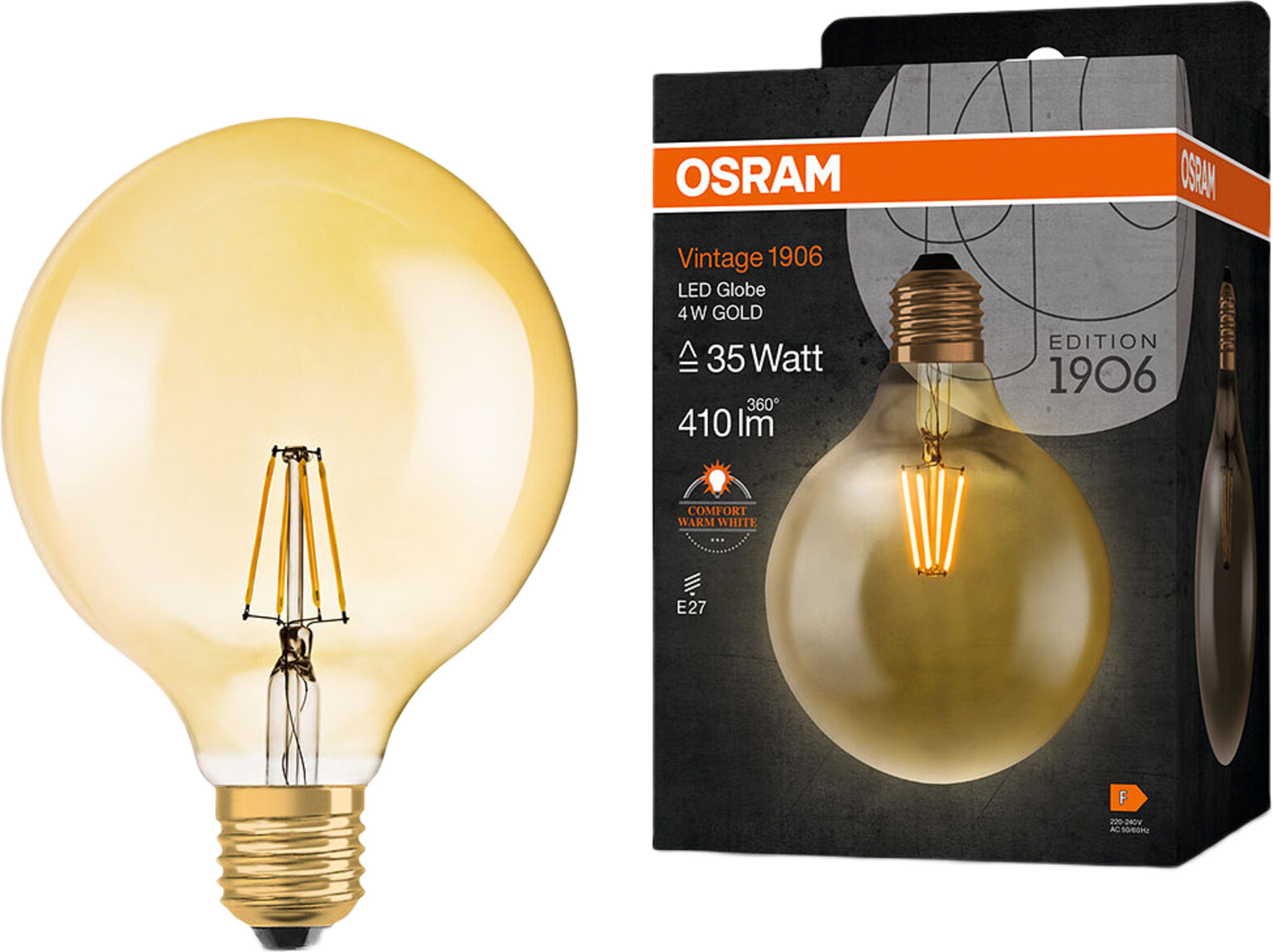 LED Globe Spiral Gold E27 Vintage 1906