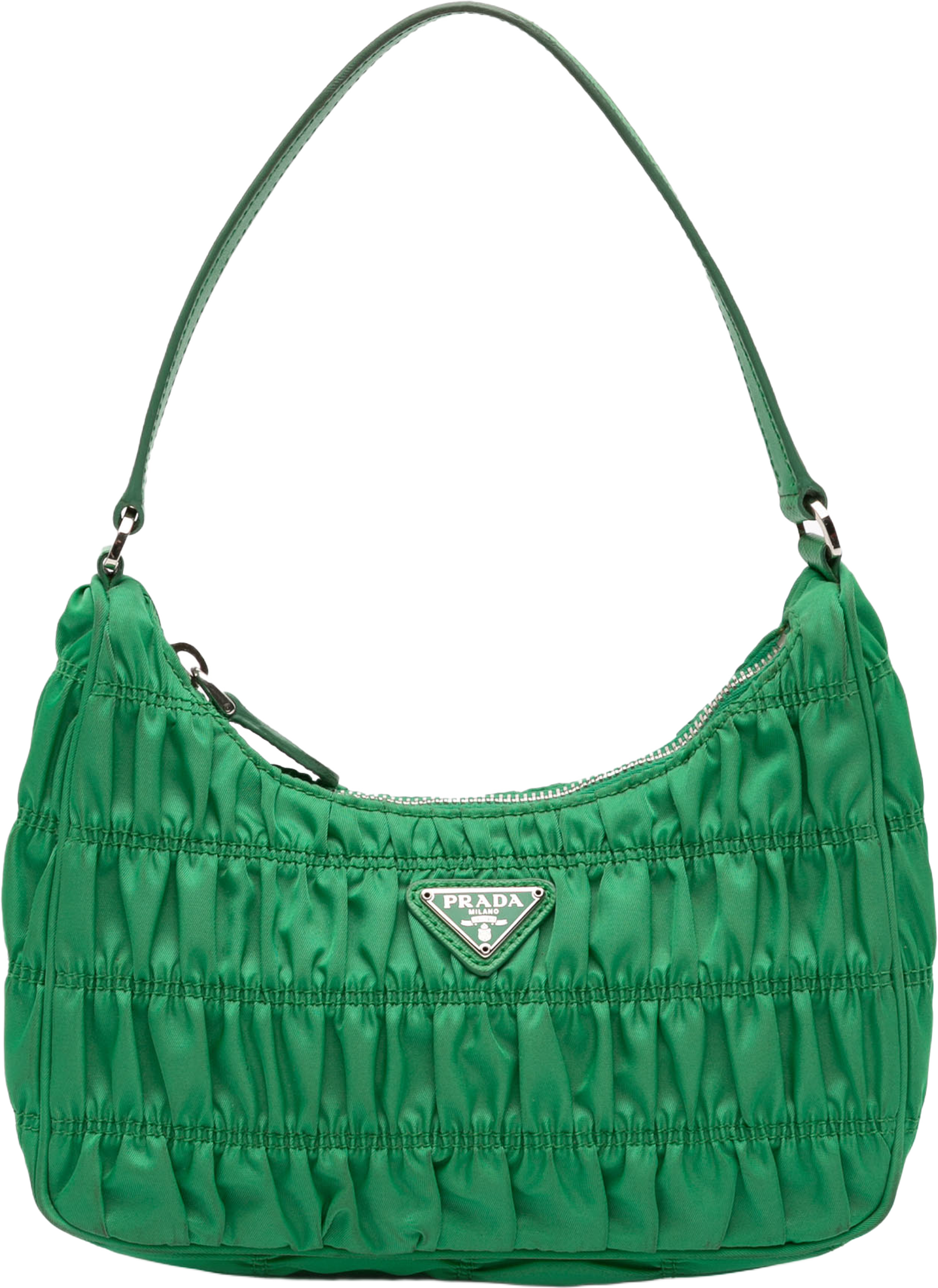 Prada Tessuto Gaufre Re Edition Shoulder Bag, från Luxclusif, i färgen green. Klicka för att öppna bilden i stort format