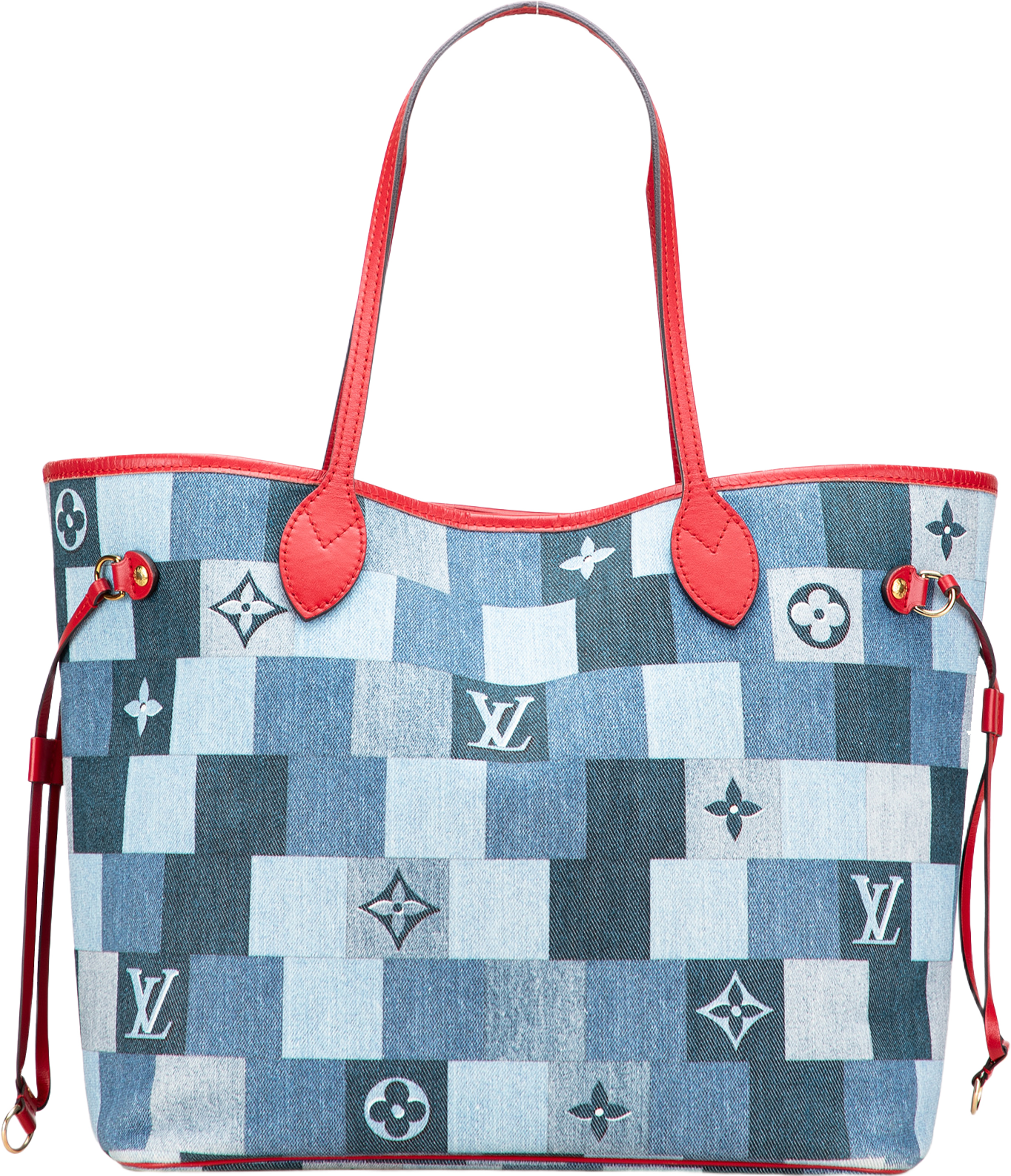 Louis Vuitton Monogram Denim Patchwork Neverfull Mm, från Luxclusif, i färgen blue. Klicka för att öppna bilden i stort format